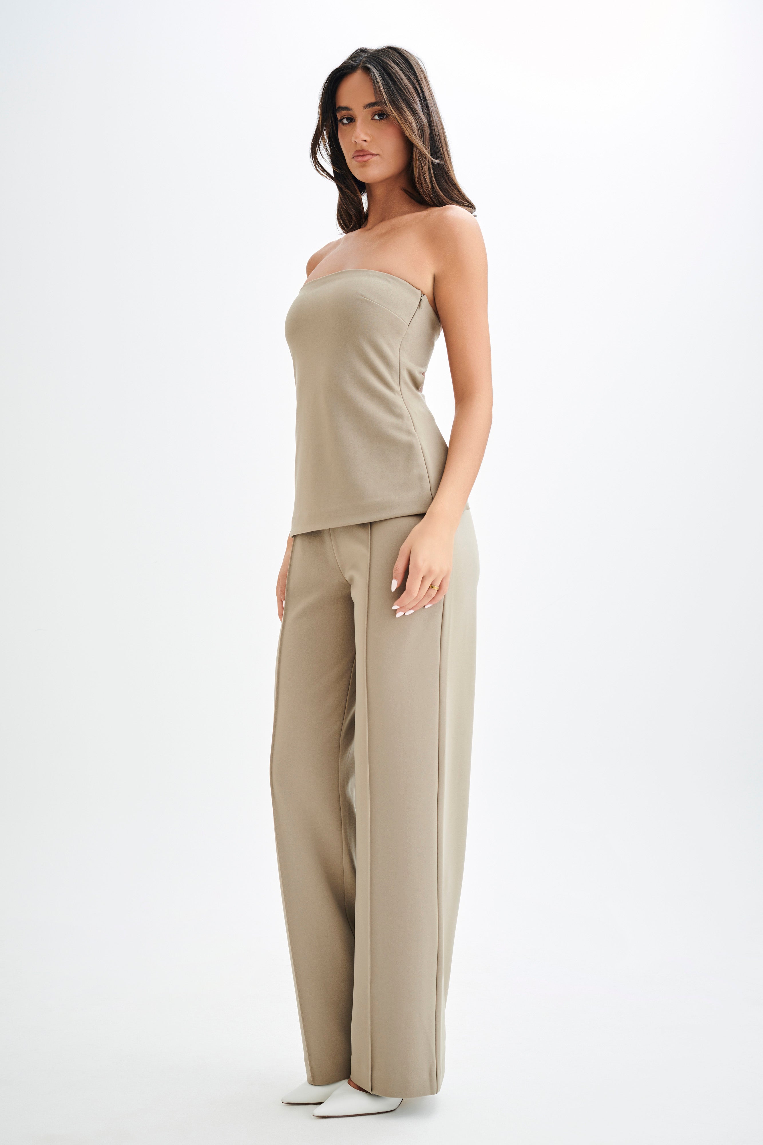 Antonia Pleated Wide Leg Pants - Mushroom、mySite、solidvoid