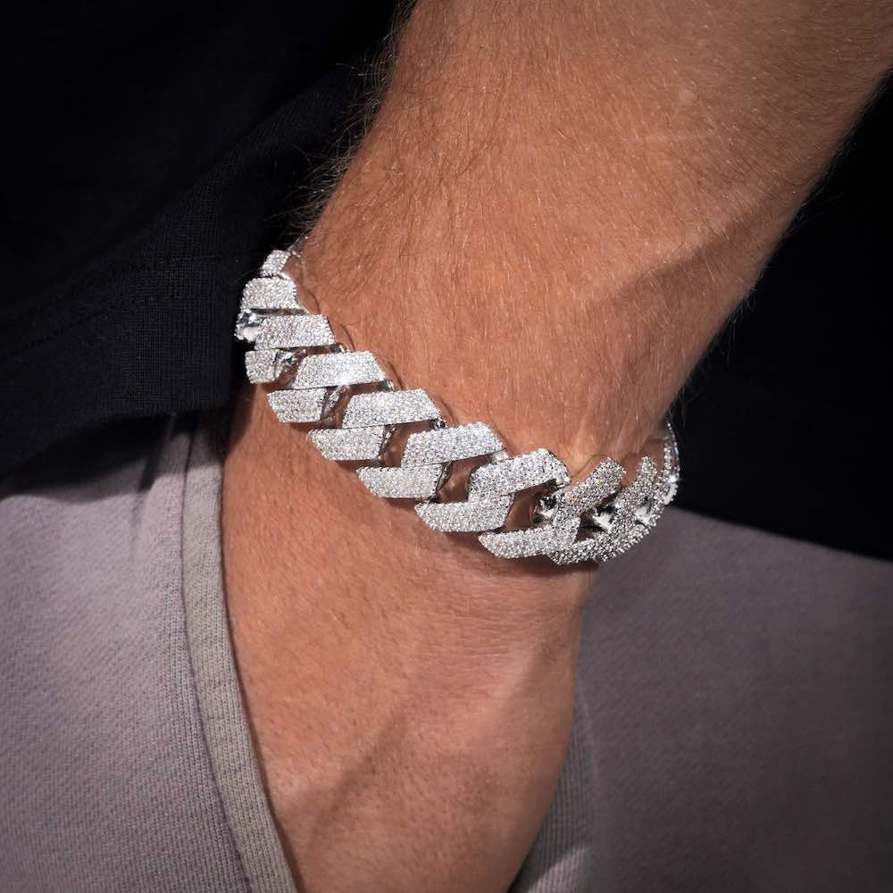 20MM 4-Row Moissanite Cuban Link Bracelet 14K Gold、mySite、hinf8tx79