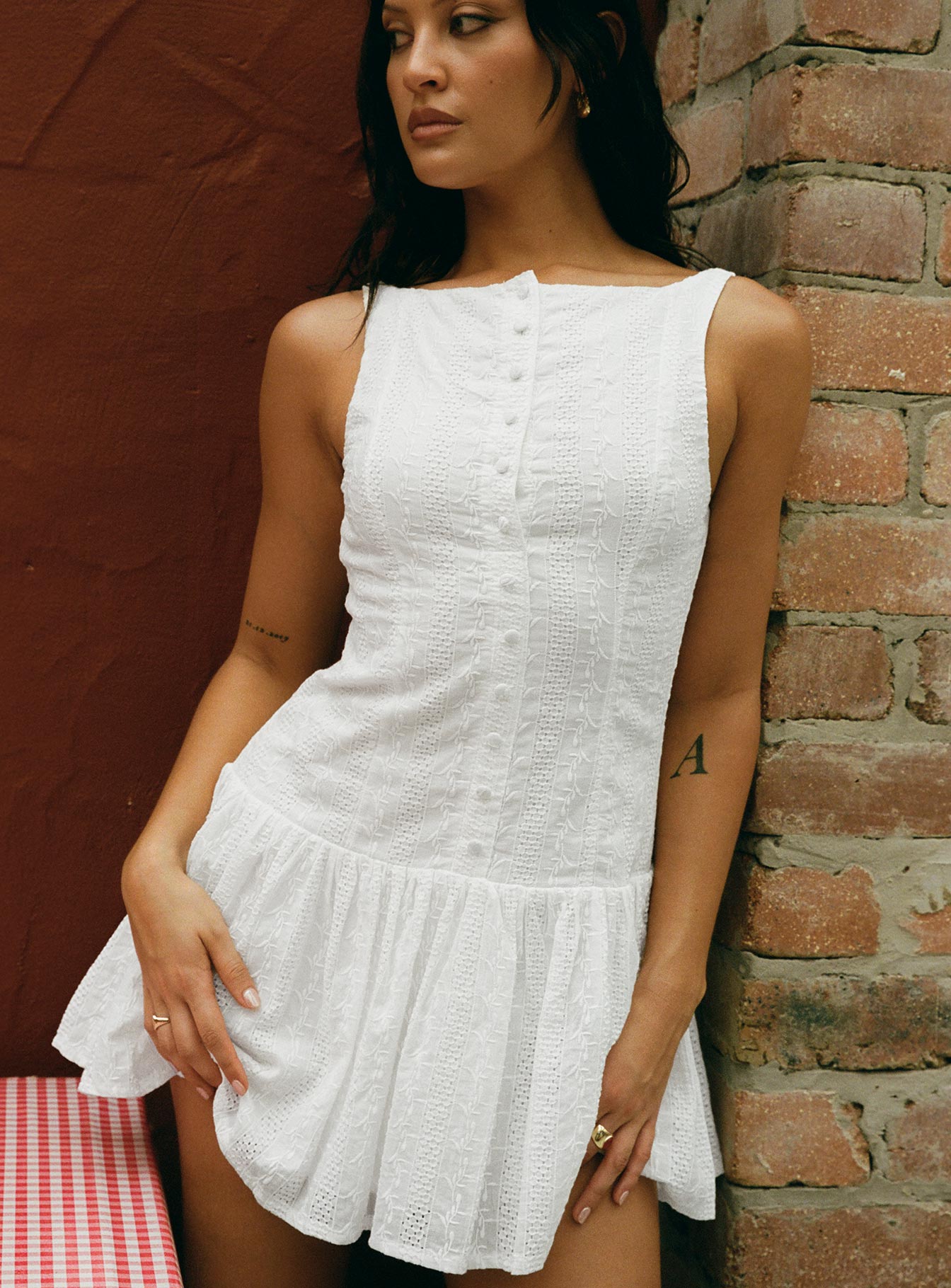 Sweeter Places Embroidered Mini Dress White、mySite、solidvoid