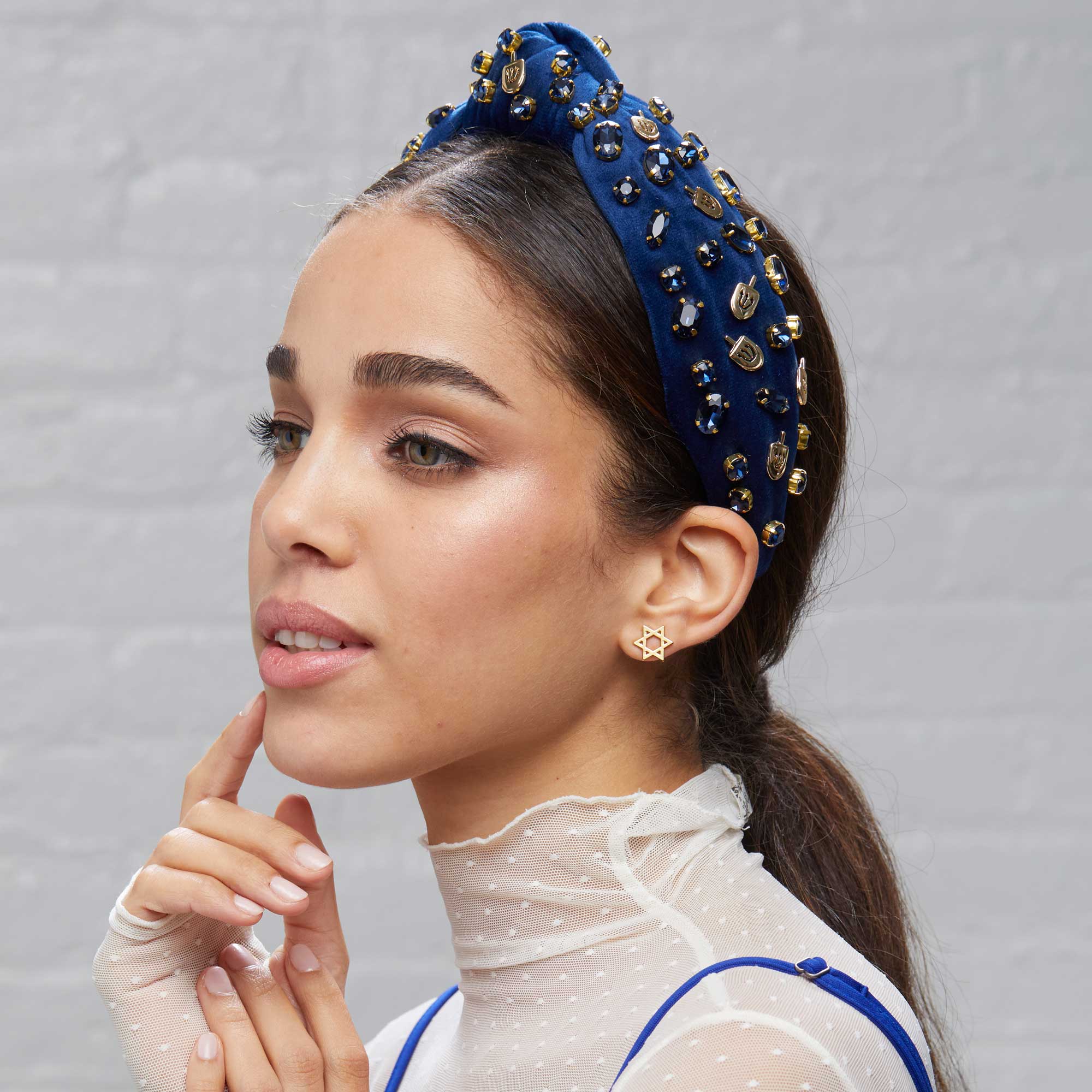 Indigo Crystal Dreidel Knotted Headband by Lele Sadoughi、mySite、topwebapps