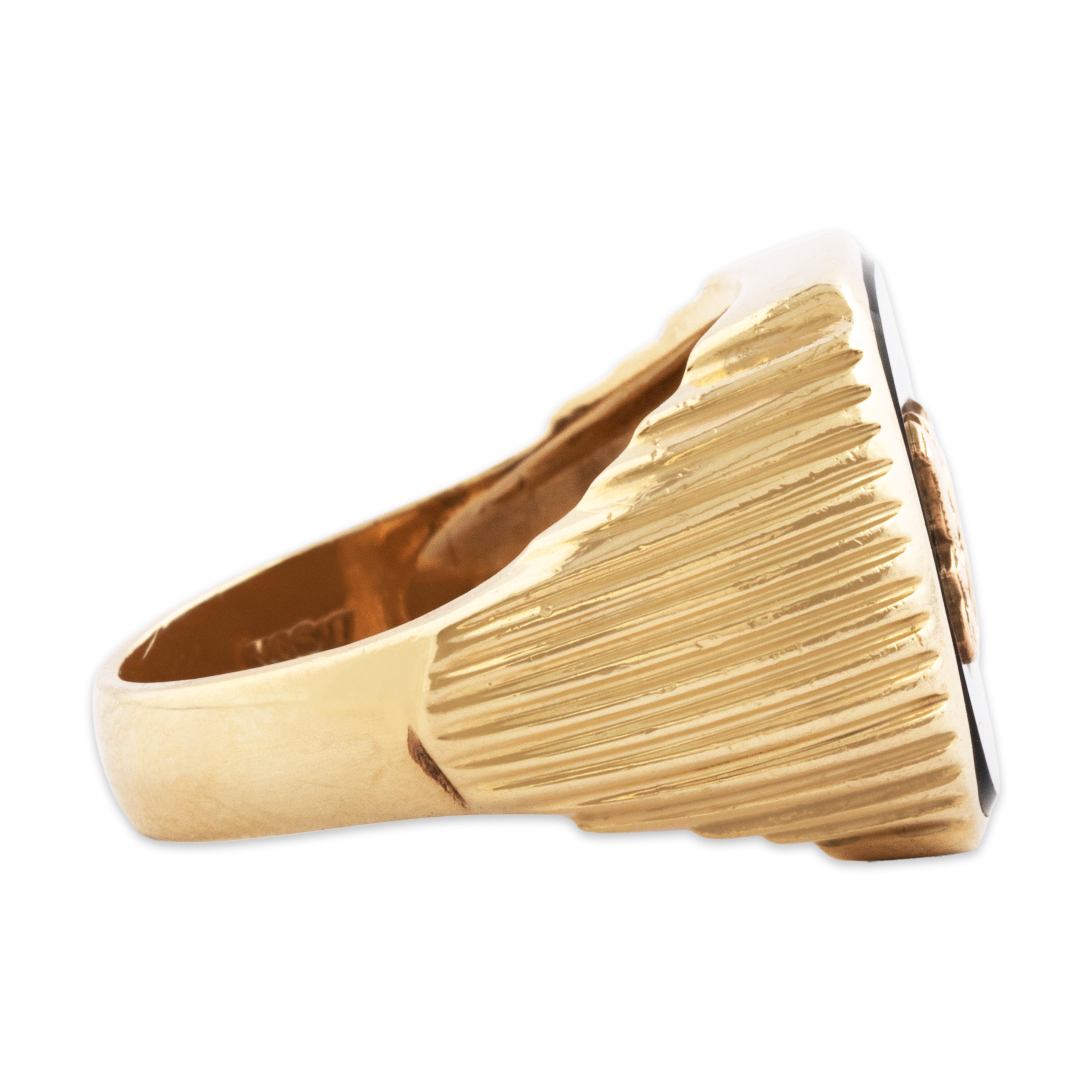 Vintage 10k Yellow Gold Onyx Mid-Century Initial K Signet Ring 10.00、mySite、hinf8tx79