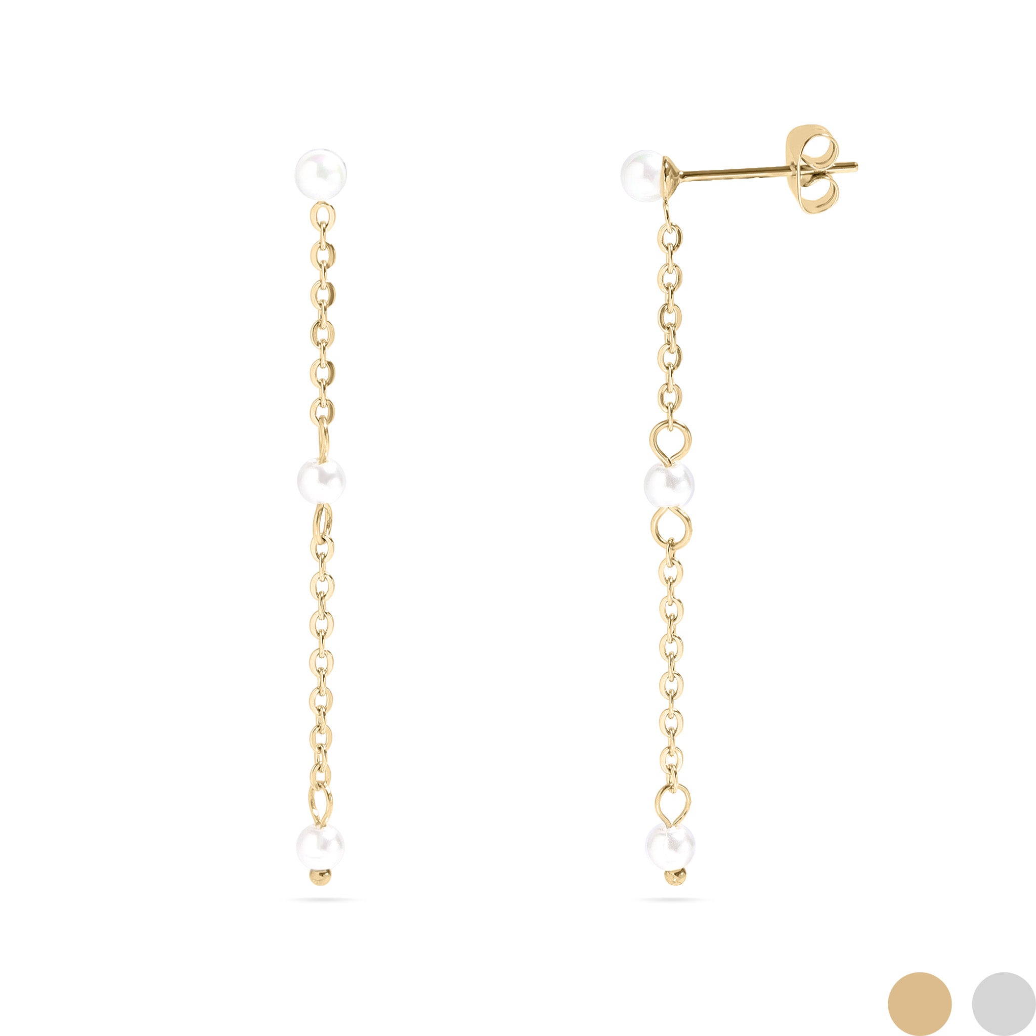 18K Gold PVD Stainless Steel Pearl Dangle Earrings / ERJ0063、mySite、dreamappss