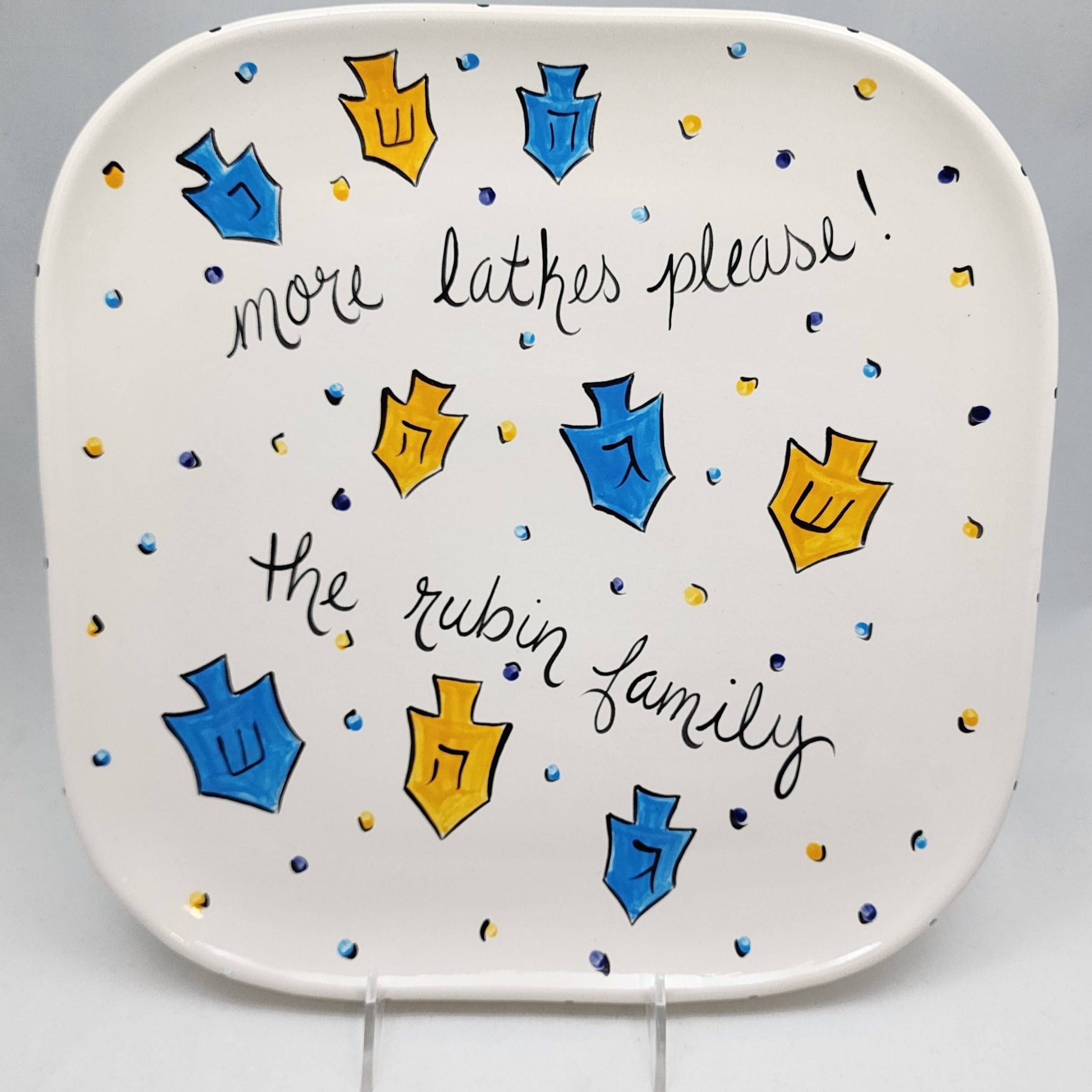 Personalized Potato Latkes Hanukkah Platter With Family Name、mySite、topwebapps