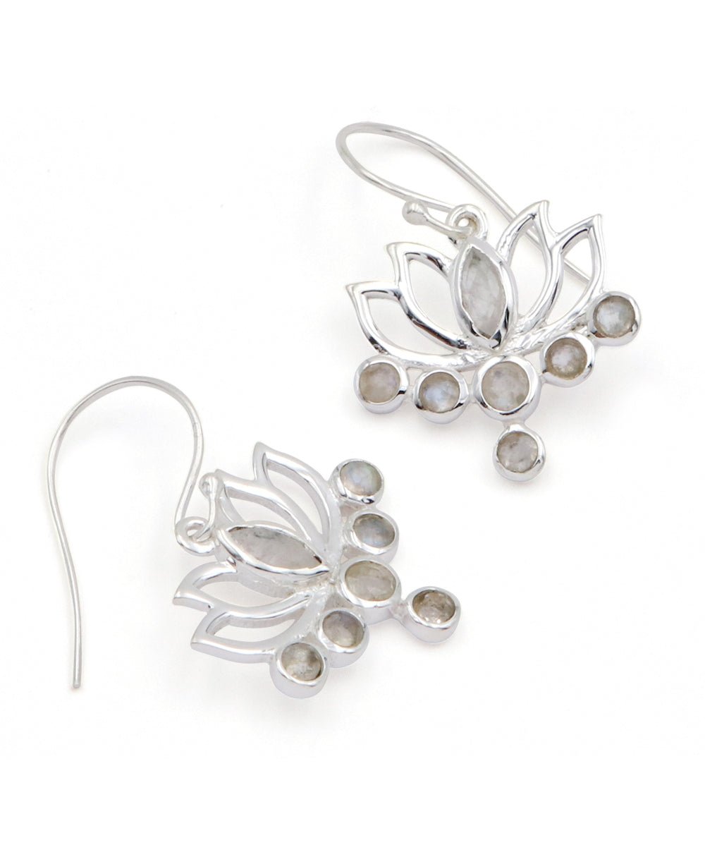 Moonstone and Sterling Silver Lotus Earrings、mySite、topwebapps