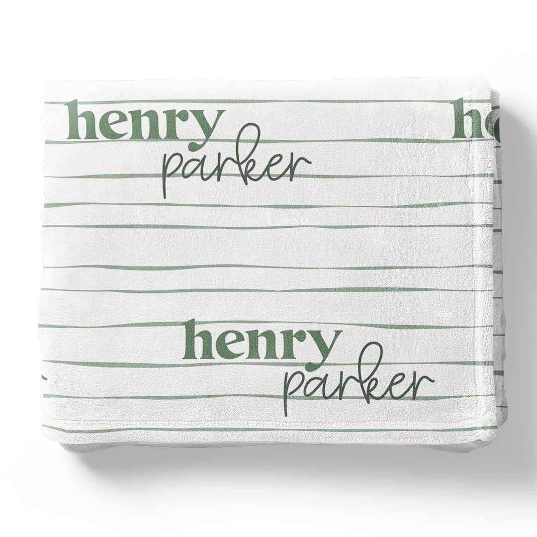  Sage's Stripes Personalized Kids Blanket、mySite、layawaytickets