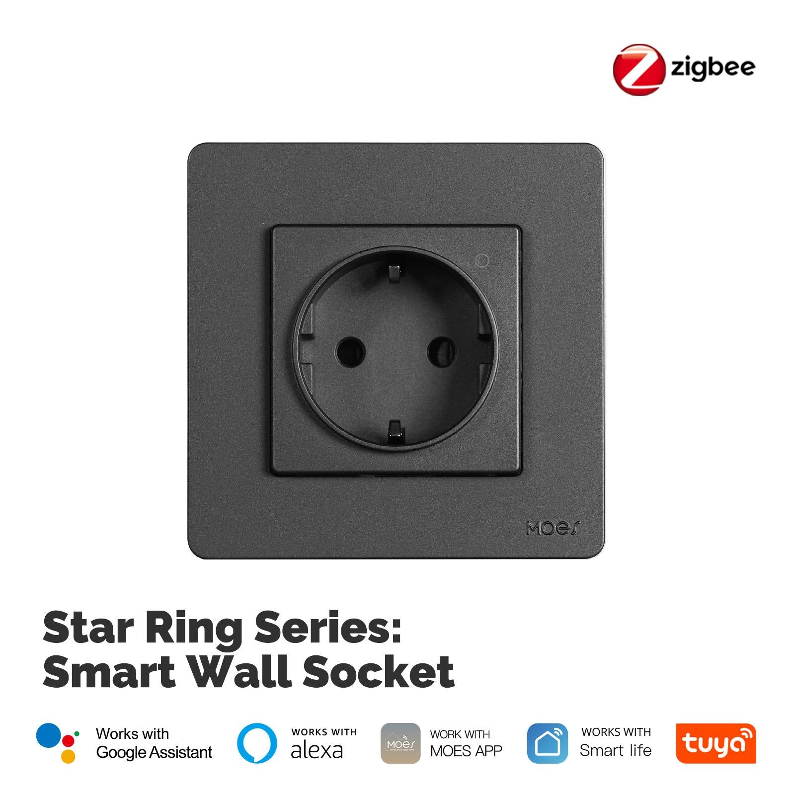 Star Ring ZigBee Smart Socket EU Wall Embedded Outlet Energy Monitor、mySite、fannypackpong