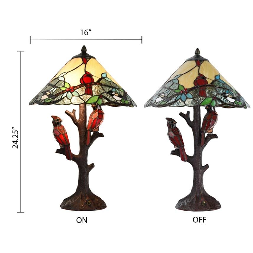 Cardinal Stained Glass Lamp Beautiful Piece! Handmade、mySite、g9winljtr