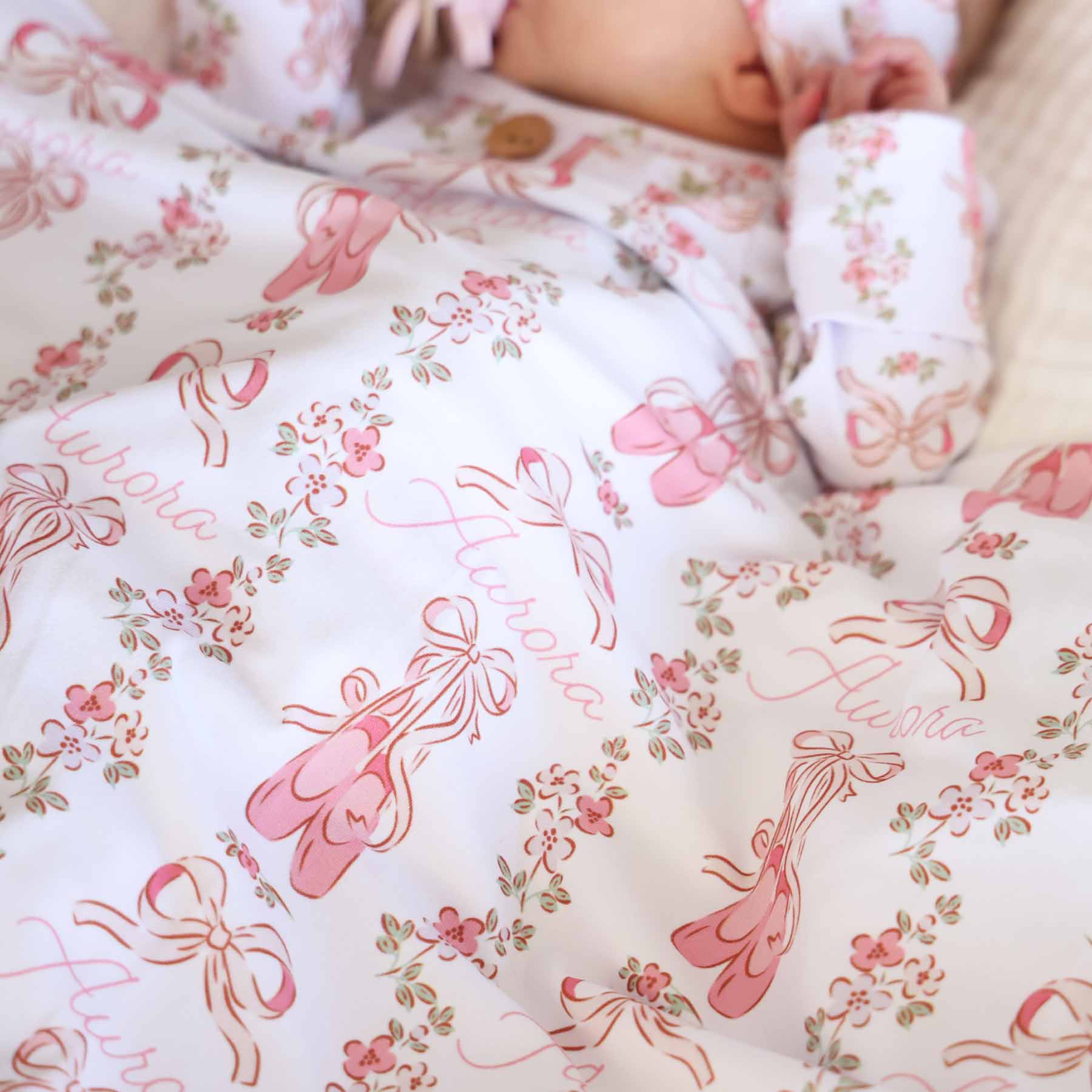  Ballet Blossoms Personalized Swaddle Blanket、mySite、layawaytickets