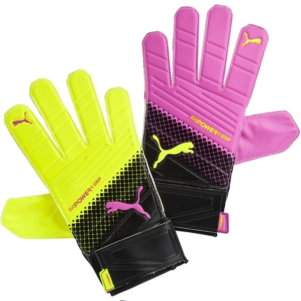 PUMA Men's EvoPower Grip 4.3 Tricks GoalKeeper Gloves Pink Glo/Safety Yellow/Black、mySite、noshort