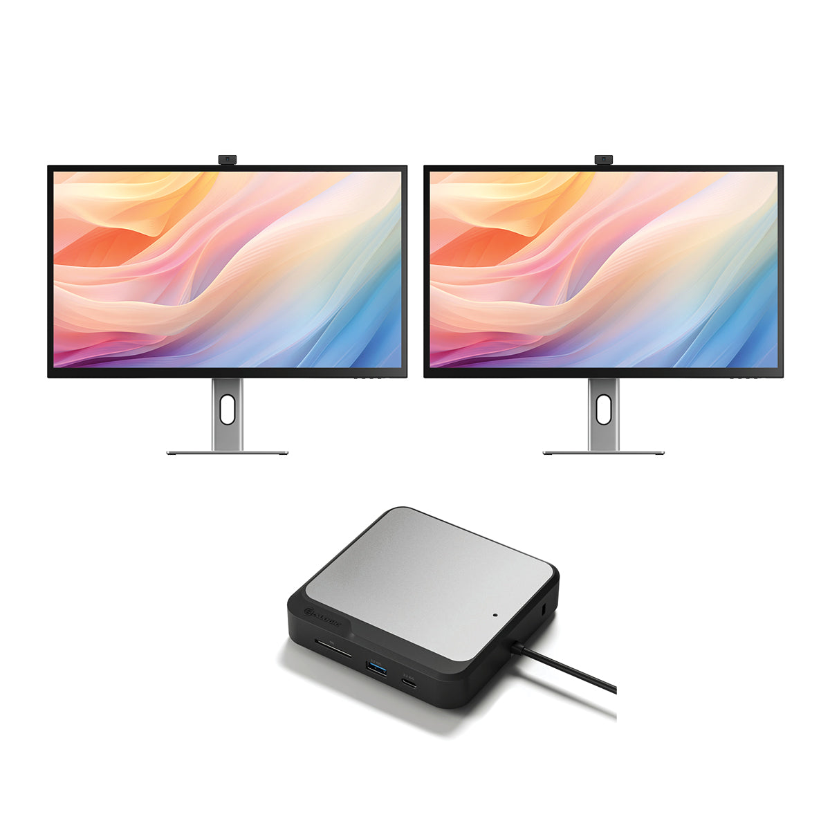 Clarity Max Pro 32 UHD 4K Monitor with USB-C Power Delivery and Webcam (Pack of 2) + Dual 4K Universal Docking Station _ DisplayPort Edition、mySite、fannypackpong