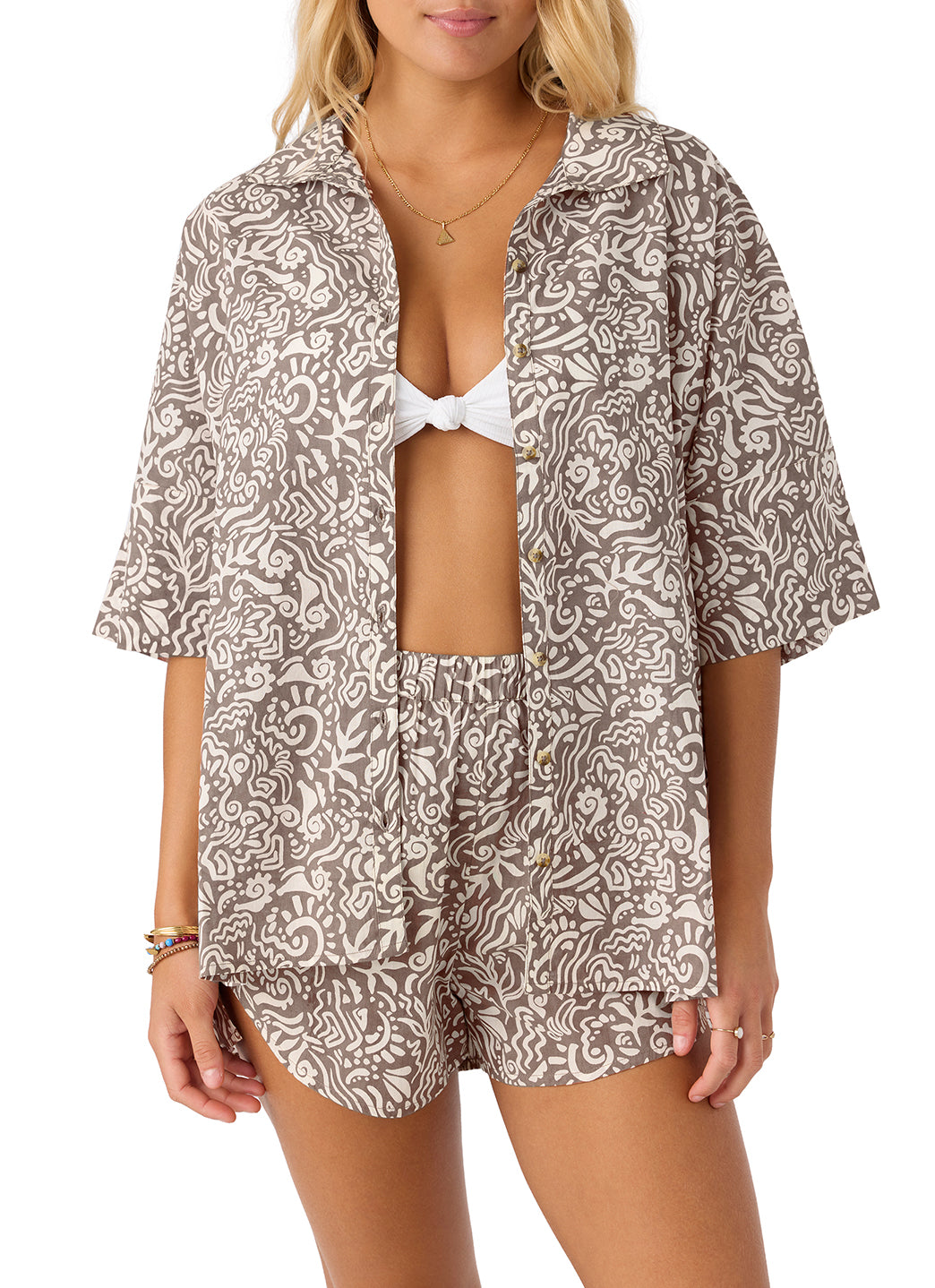 O'Neill Women's Olivia Printed Shirt Cover Up、mySite、noshort