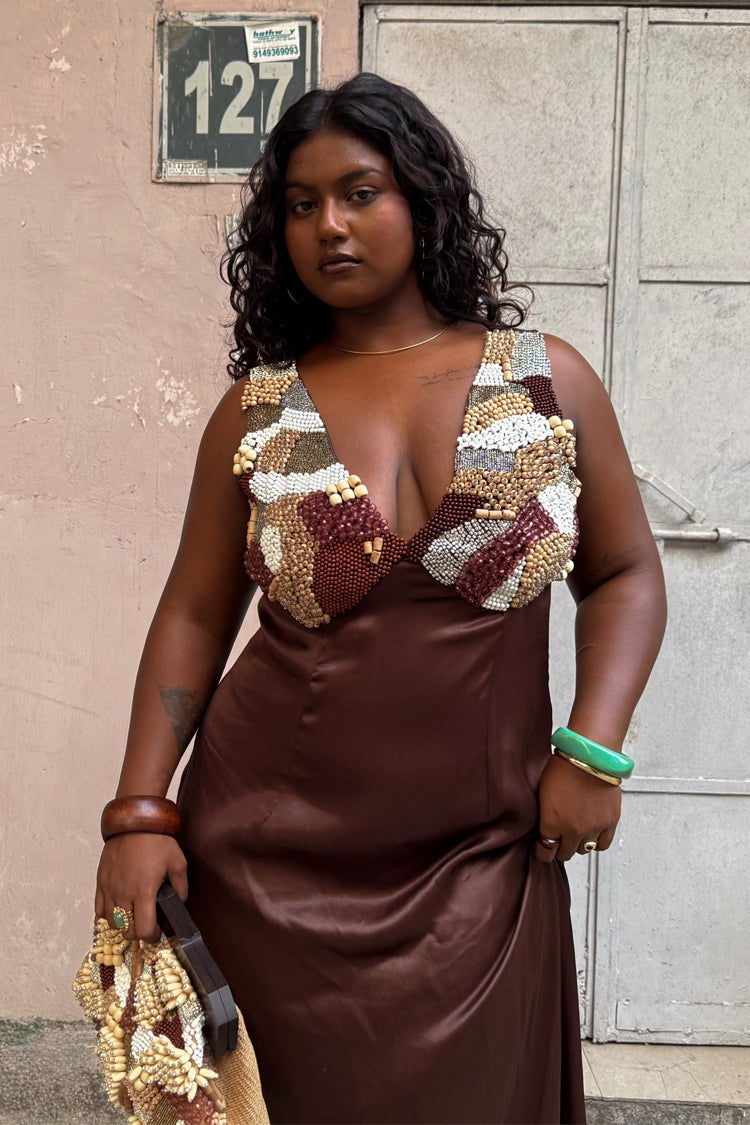 Chocolate Beaded Allegra Dress、mySite、solidvoid