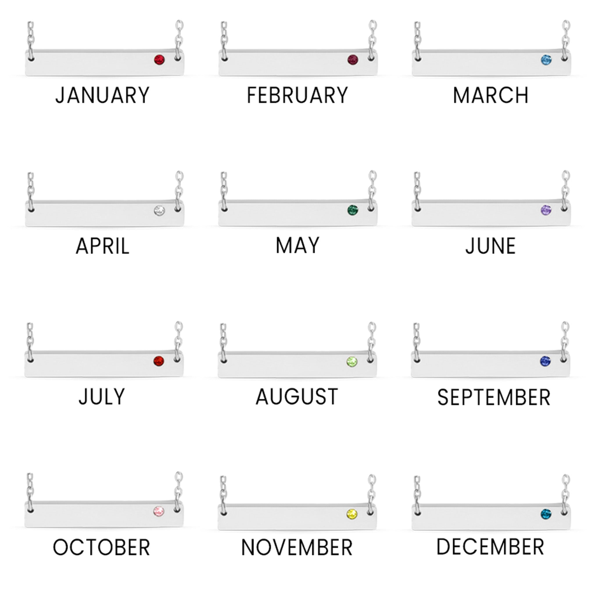 Stainless Steel Bar Birthstone Necklace / SBB0055、mySite、dreamappss