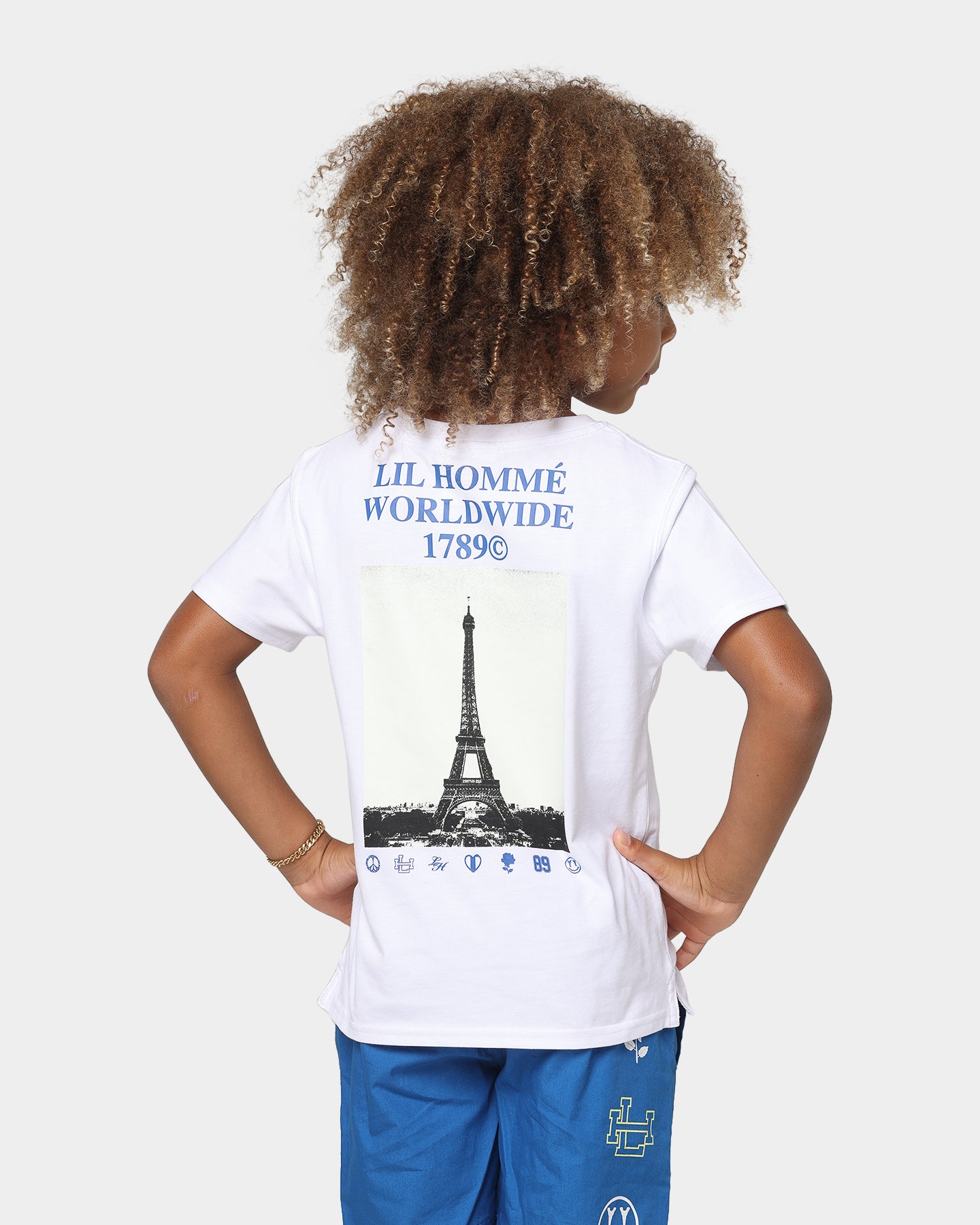 Lil Homme Kids' Worldwide T-Shirt Set White/Blue、mySite、zt4zffjzw