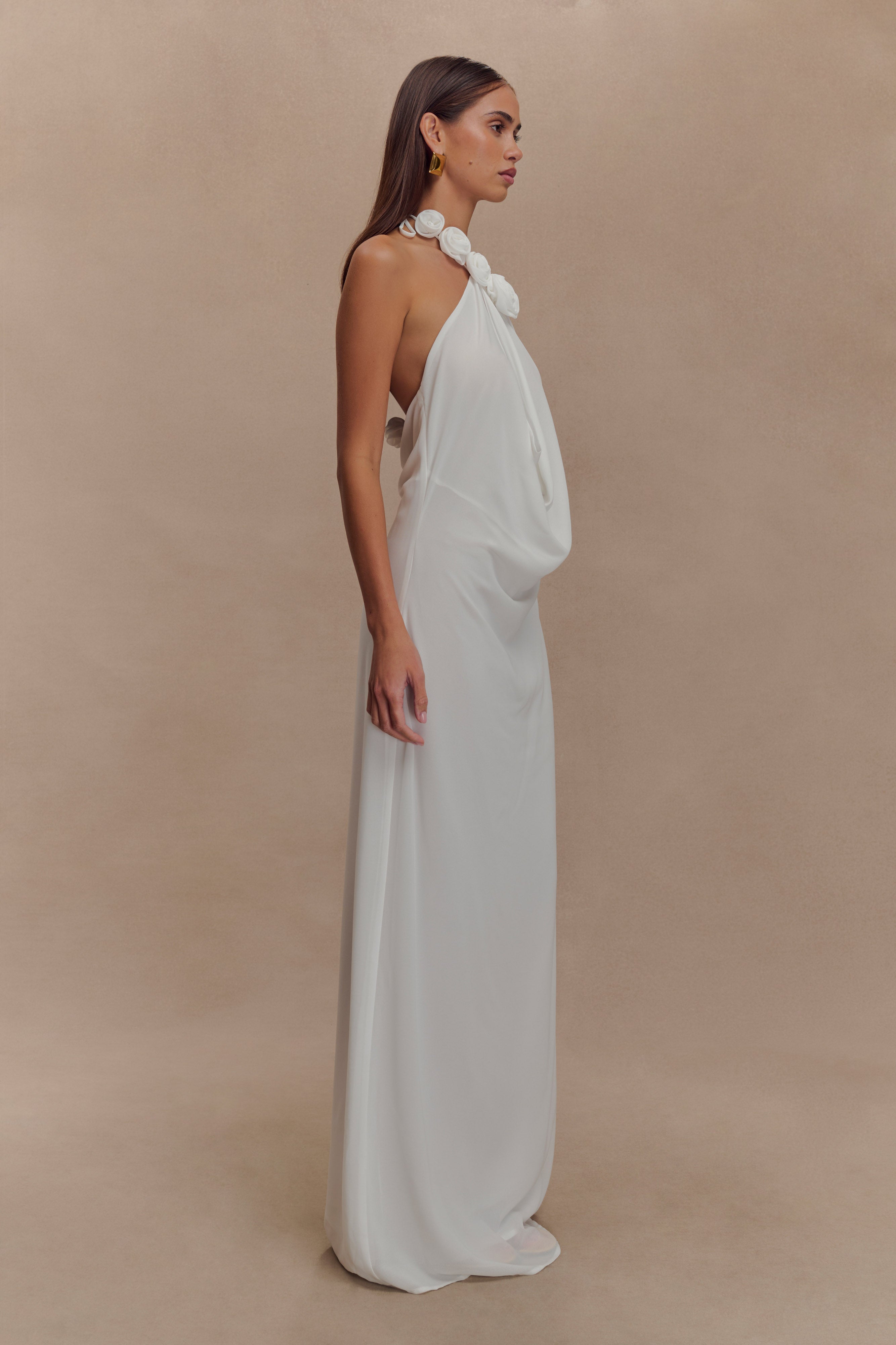 Rosalia Cowl Neck Maxi Dress - White、mySite、solidvoid