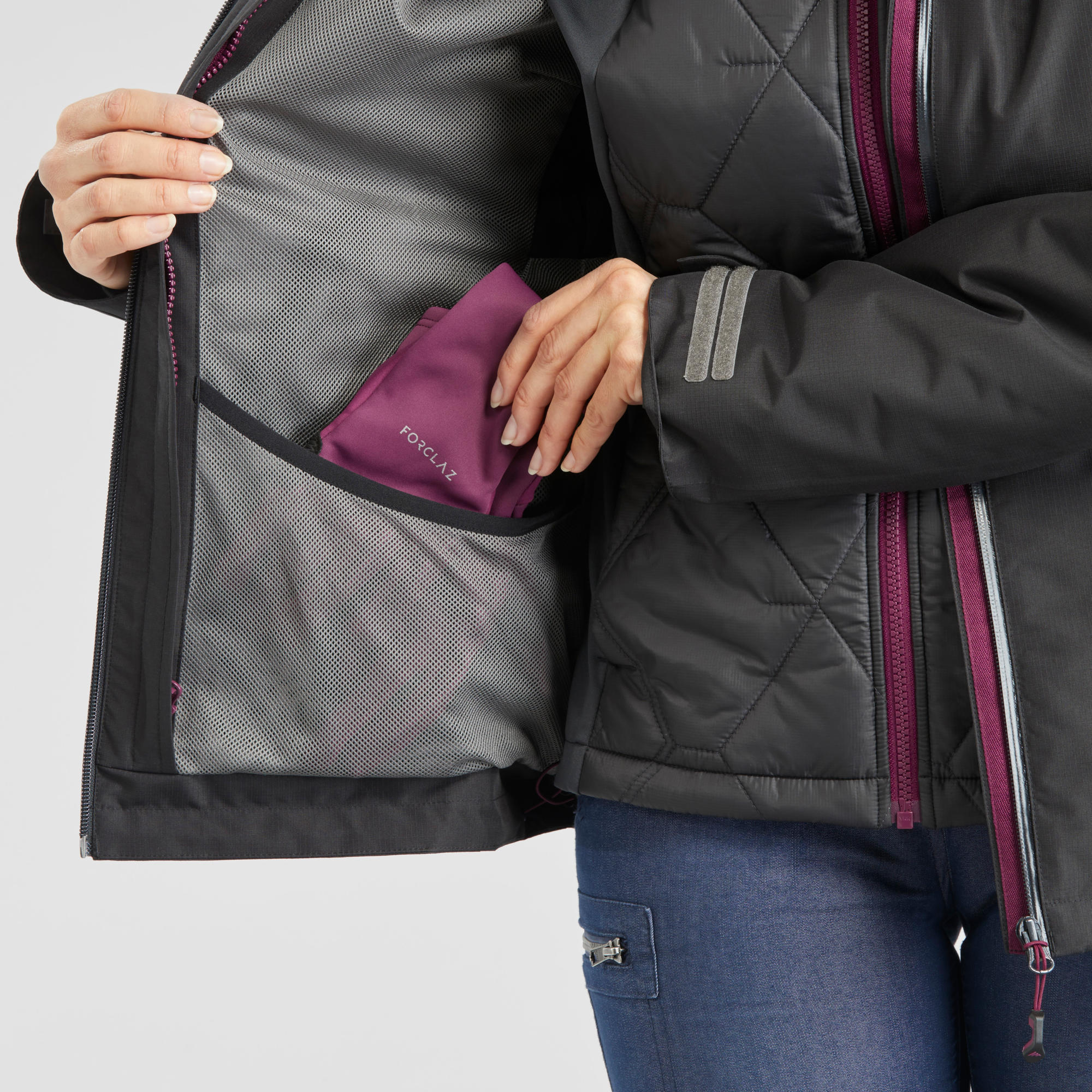Forclaz Women's Travel Backpacking Waterproof 3-in-1 Jacket Travel 500 17.6掳F、mySite、neckold