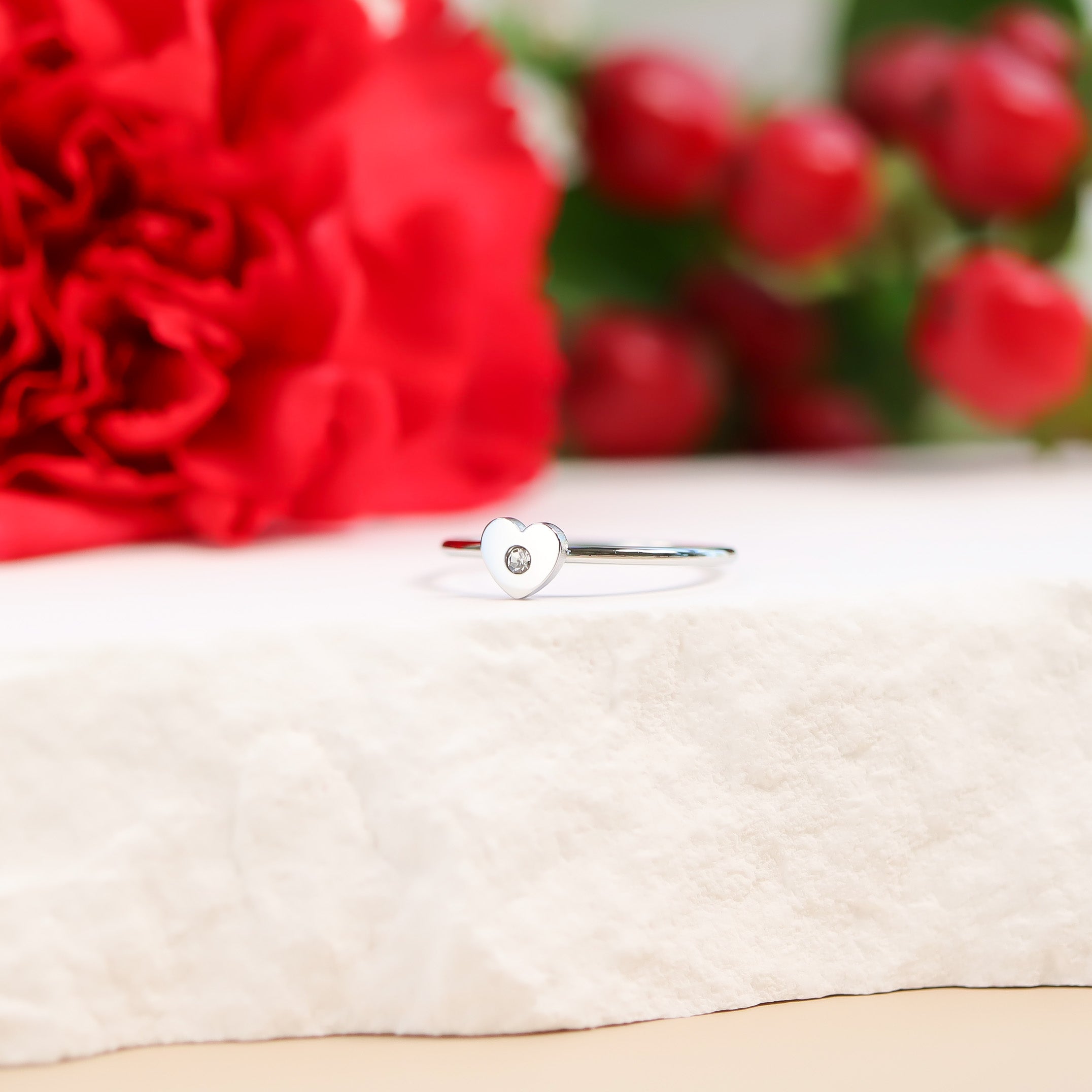 18K Gold PVD Stainless Steel CZ Stone Heart Symbol Ring / ZRJ0005、mySite、dreamappss