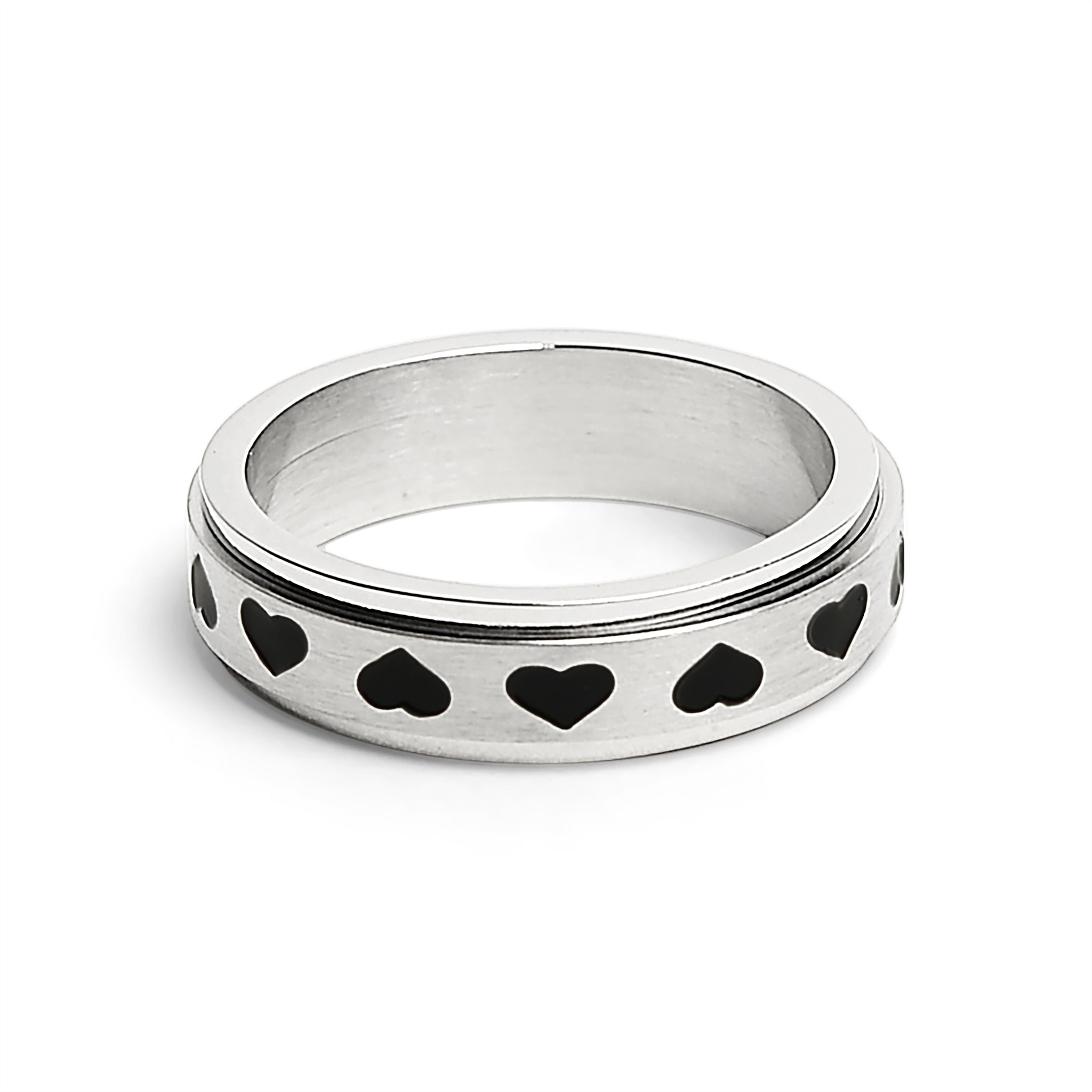 Stainless Steel Black Hearts Spinner Ring / SRJ2246、mySite、dreamappss