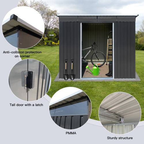 Metal garden sheds 8ftx6ft outdoor storage sheds Acrylic Total、、eastwooduniform