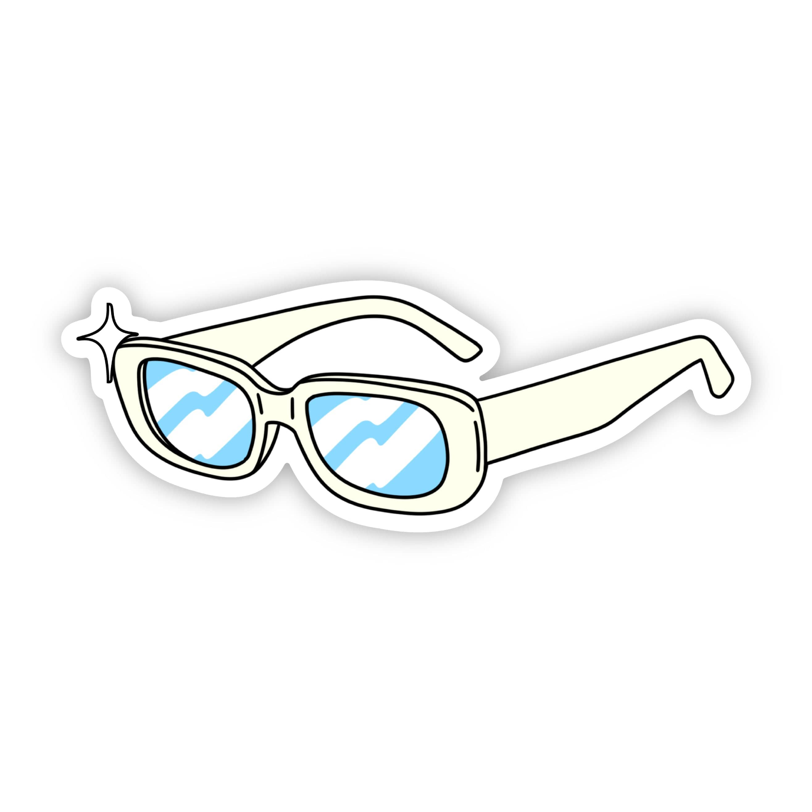  Trendy Retro Sunglasses Sticker (White)、mySite、elrpsem3k