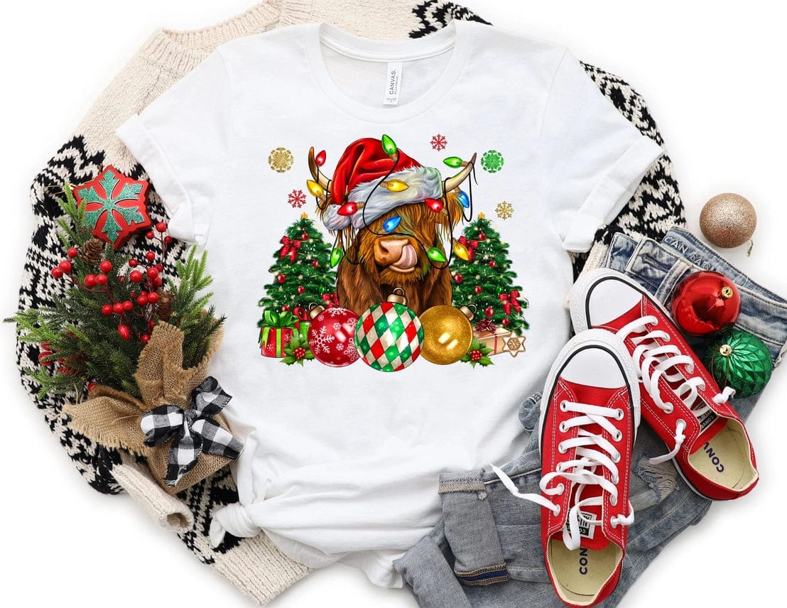 Highland Cow Christmas Holiday Tshirt-Made to Order、mySite、g9winljtr