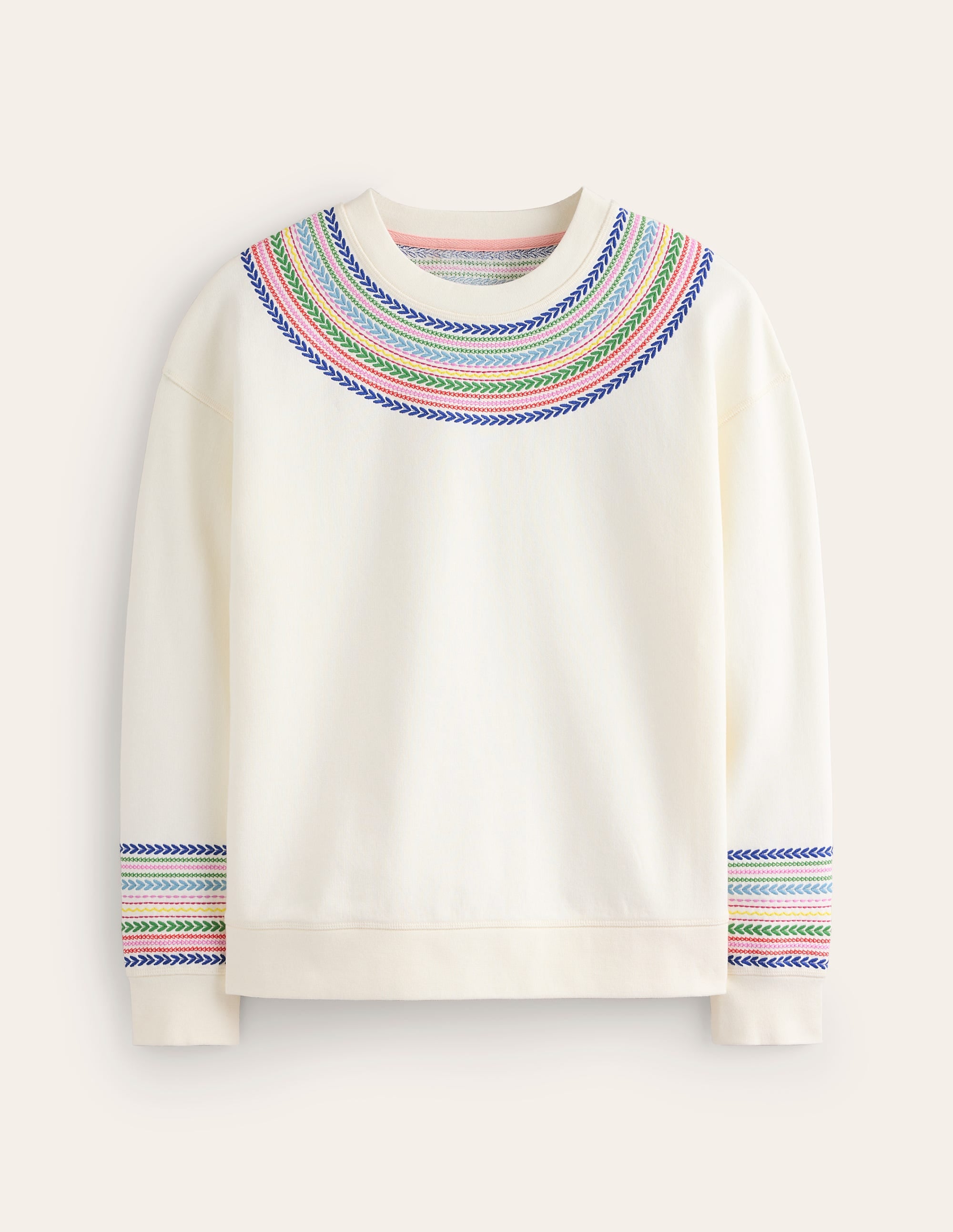  Emi Embroidered Sweatshirt-Ivory, Multi Fairisle、mySite、ashleygrahame