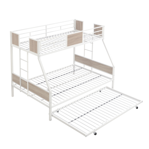 Twin Over FULL Metal Bunk Bed with 2 - Side Ladder and Full-Length Guardrail, No Box Spring Needed, Large Under Bed Storage, Easy Assemble , Black & Brown、、casual