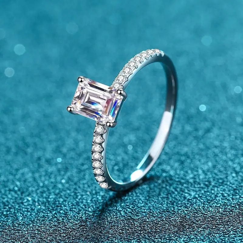 Emerald Cut D VVS Moissanite Engagement Ring 1ct or 2ct、mySite、g9winljtr
