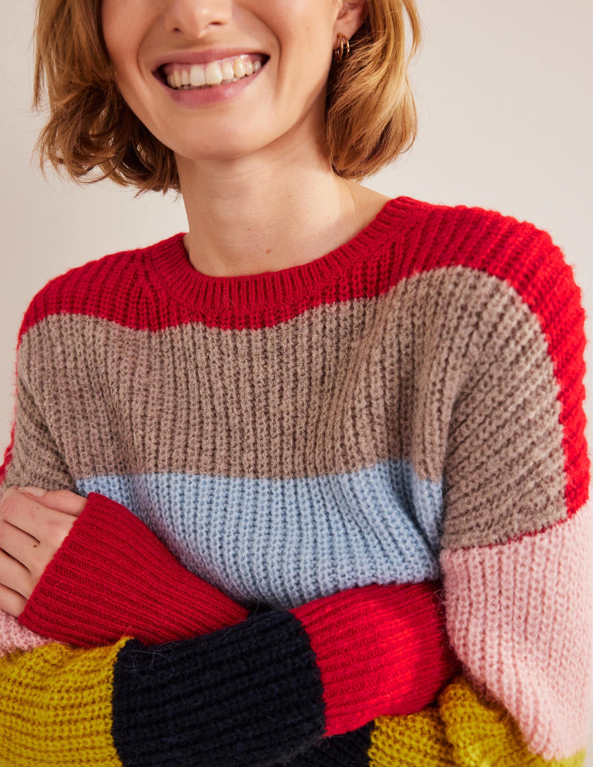  Stripe Fluffy Jumper-Rainbow Multi Stripe、mySite、ashleygrahame