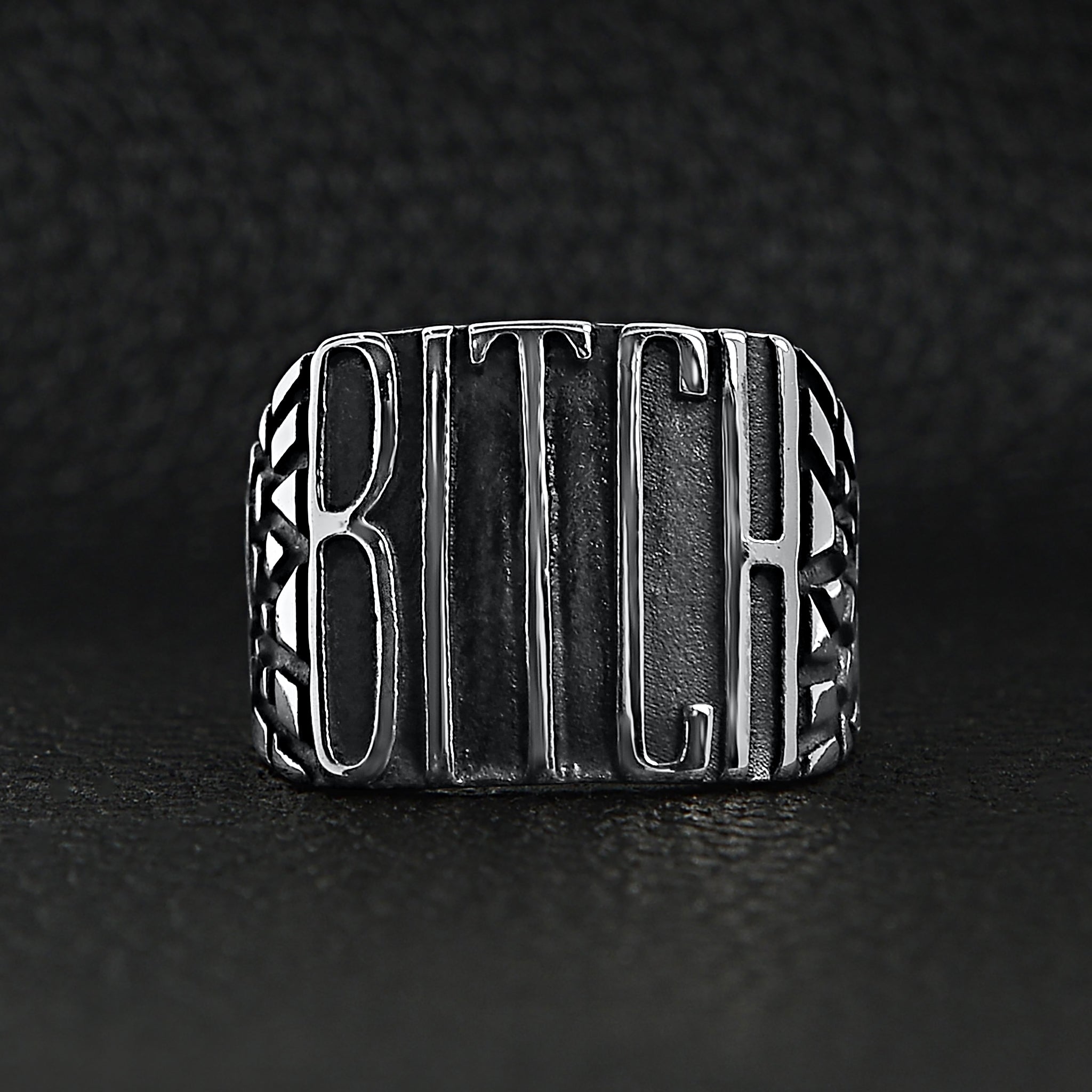 Stainless Steel BITCH Signet Ring / SCR4057、mySite、dreamappss