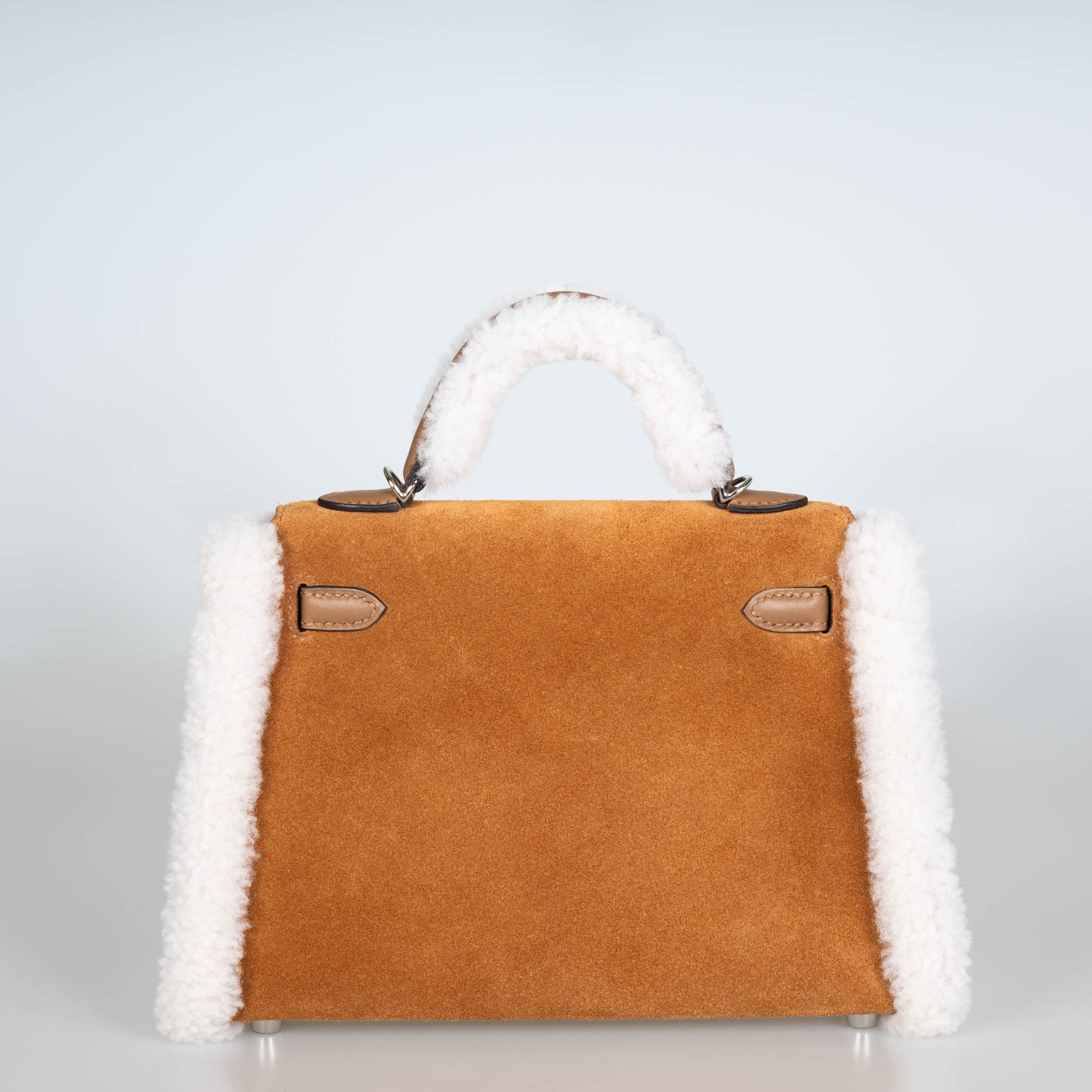 Hermès Teddy Mini Kelly 20 Chamois Grizzly, Alezan Swift and Ecru Mouton Shearling Palladium、mySite、garminoutage.com