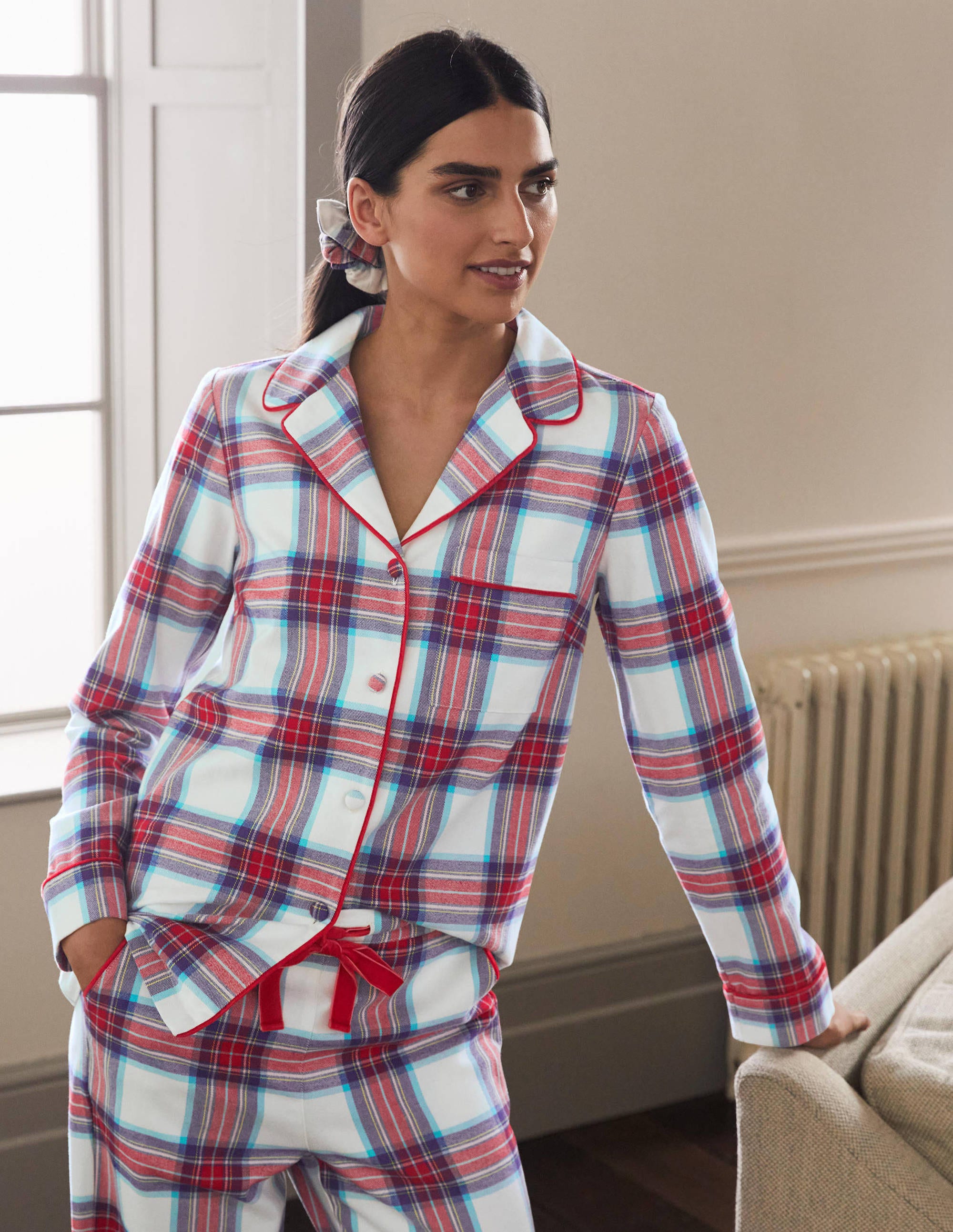  Vanessa Cosy Pyjama Set-Ivory and Rockabilly Red Check、mySite、ashleygrahame