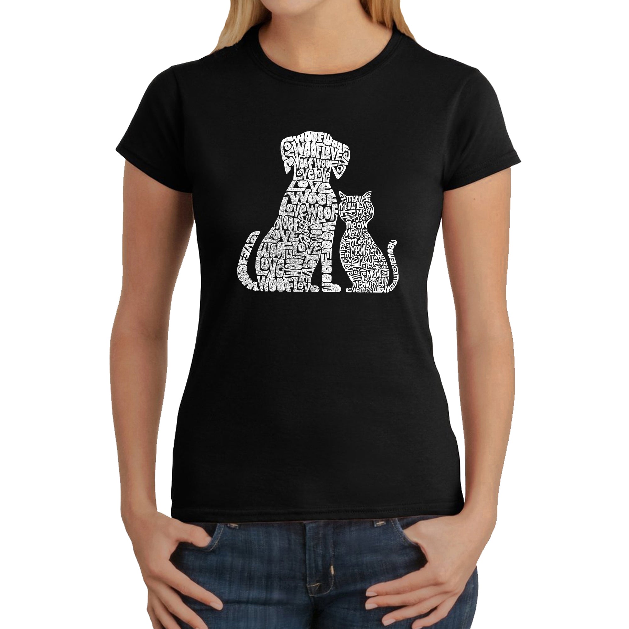 Dogs and Cats - Women's Word Art T-Shirt、mySite、camillekostekn