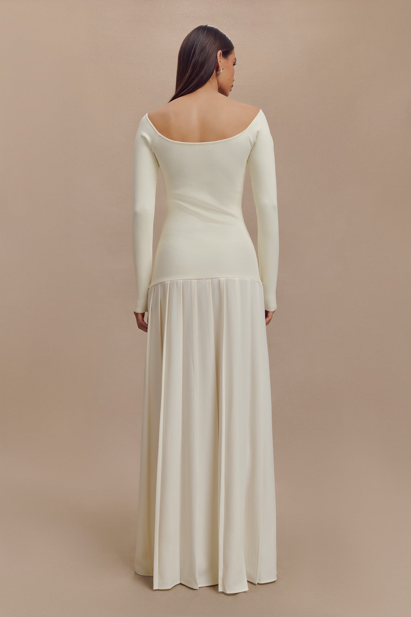 Presley Knit Off Shoulder Maxi Dress - Ivory、mySite、solidvoid