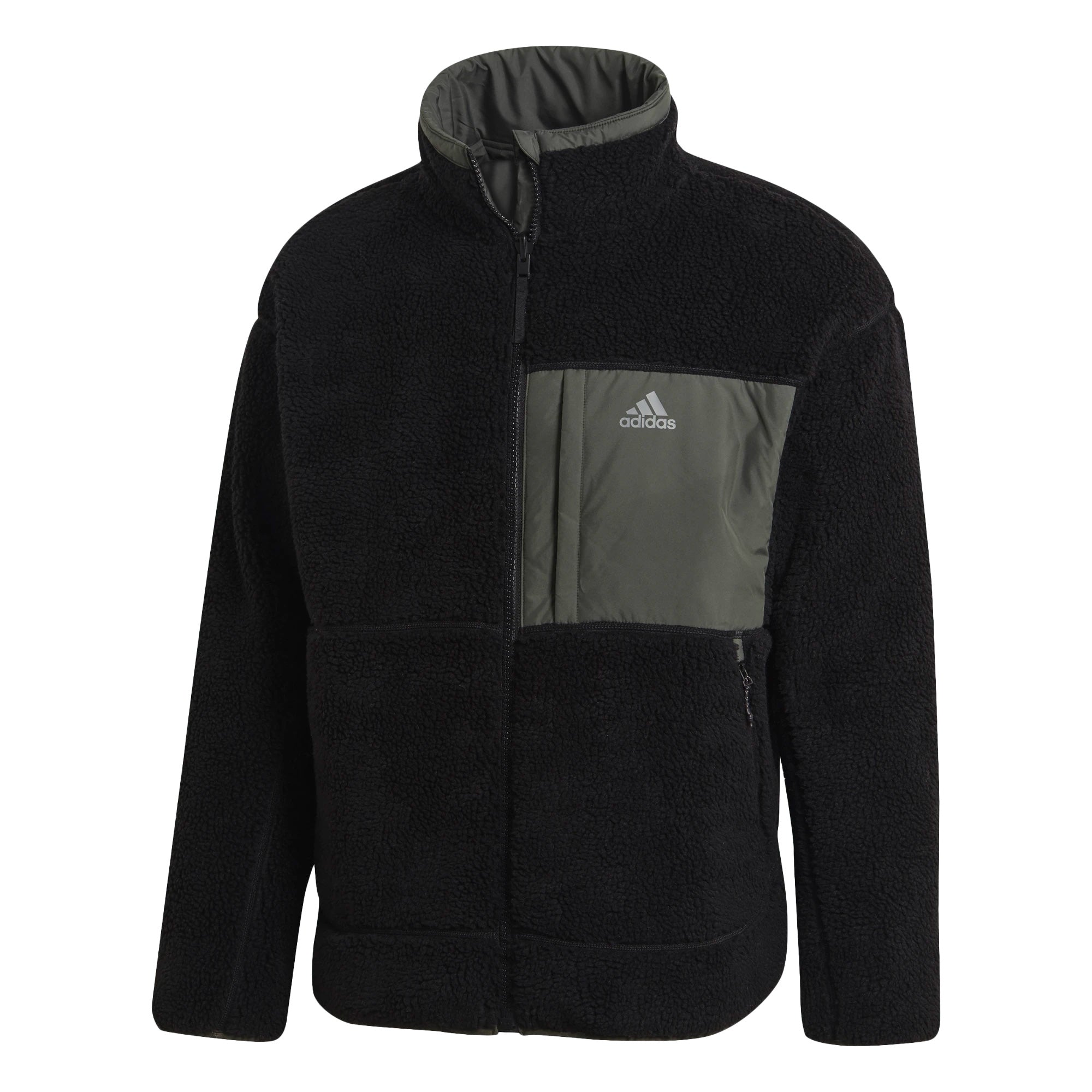adidas Men's Reversible Boa Padded Sherpa Jacket Black/Grey、mySite、noshort