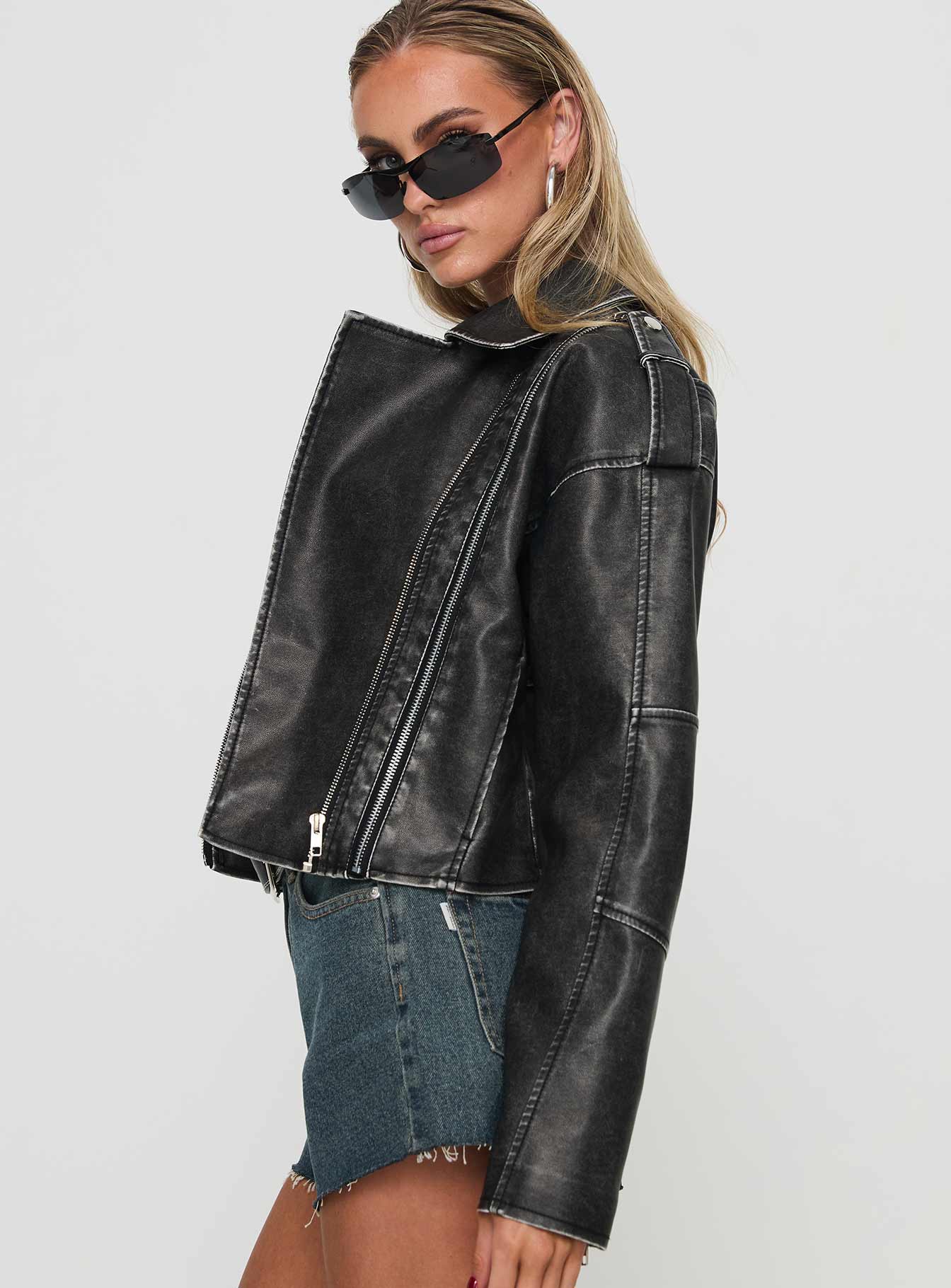 Believe In Me Faux Leather Jacket Washed Black、mySite、solidvoid