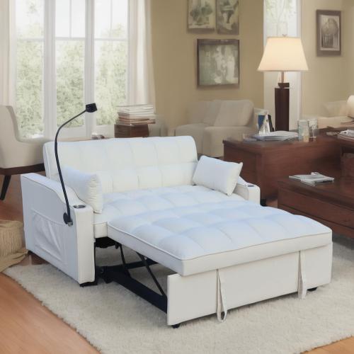 Modern Velvet Loveseat Futon Sofa Couch w/Pullout Bed,Small Love Seat Lounge Sofa with adjustable Reclining Backrest,Toss Pillows, Pockets,Furniture for Living Room,3 in 1 Convertible Sleeper Sofa Bed、、casual