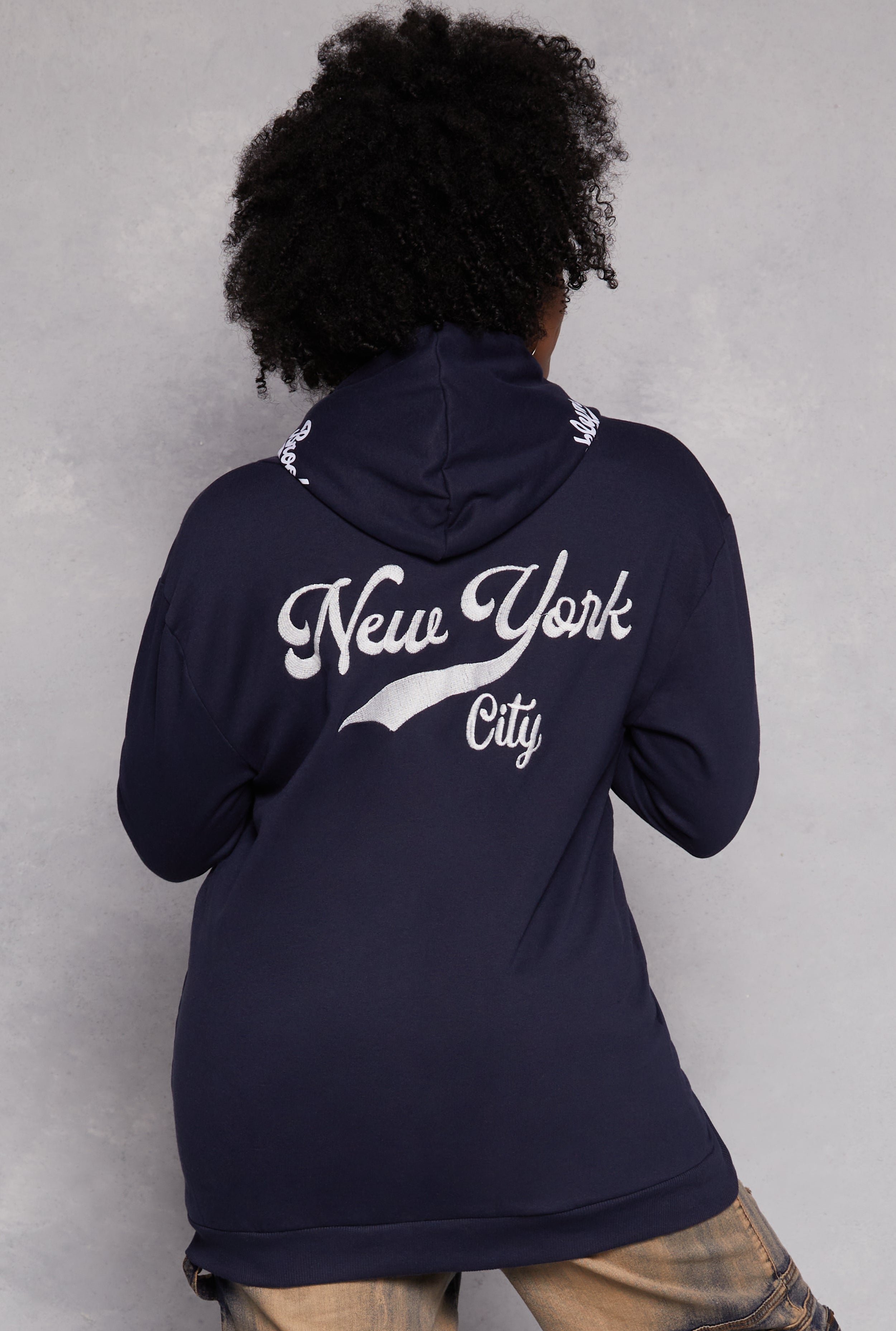 Plus Size New York City Zip Front Hoodie、mySite、camillekostekn