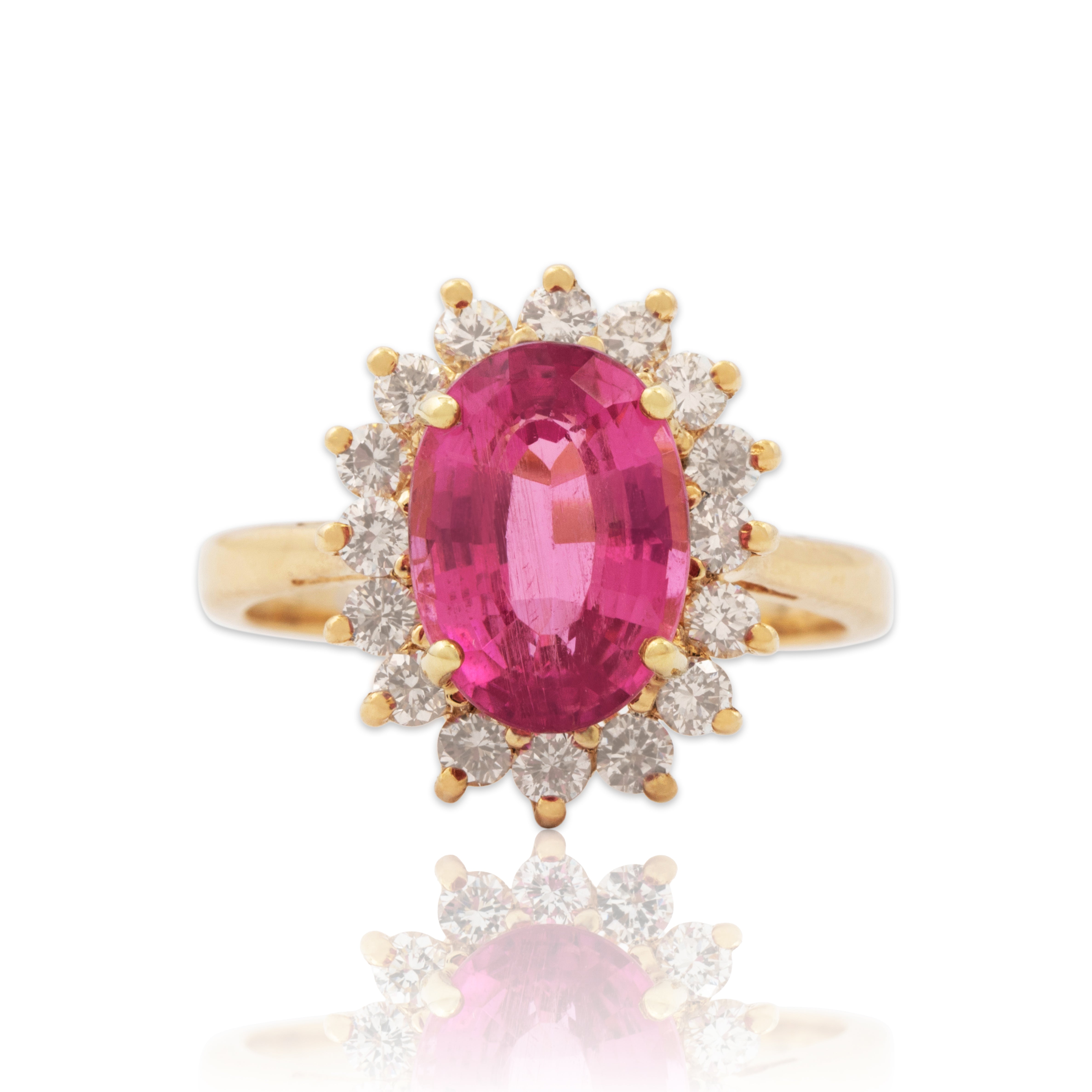 Vintage 14k Yellow Gold 3ct Tourmaline .624cttw Diamond Lovely Halo Ring 6.75、mySite、hinf8tx79