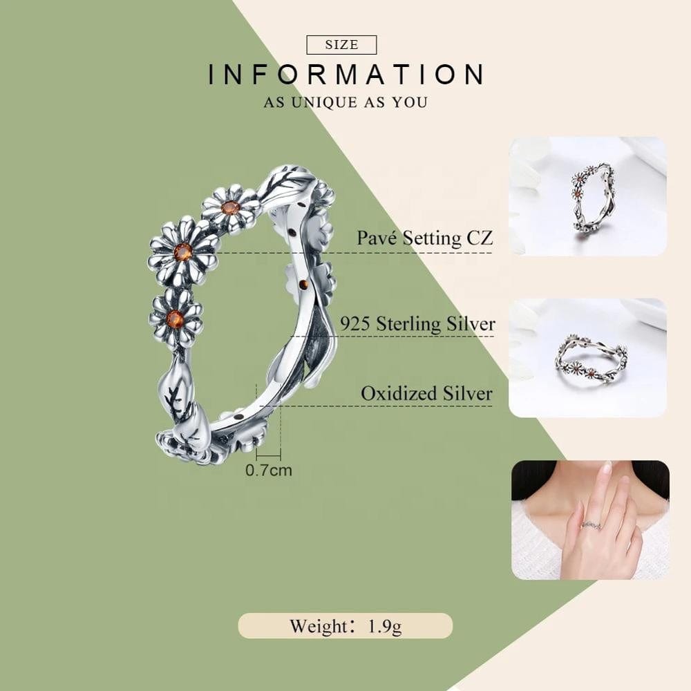 Daisy Freeform Rings Very Unique! Sterling Silver with Cubic Zirconia、mySite、g9winljtr