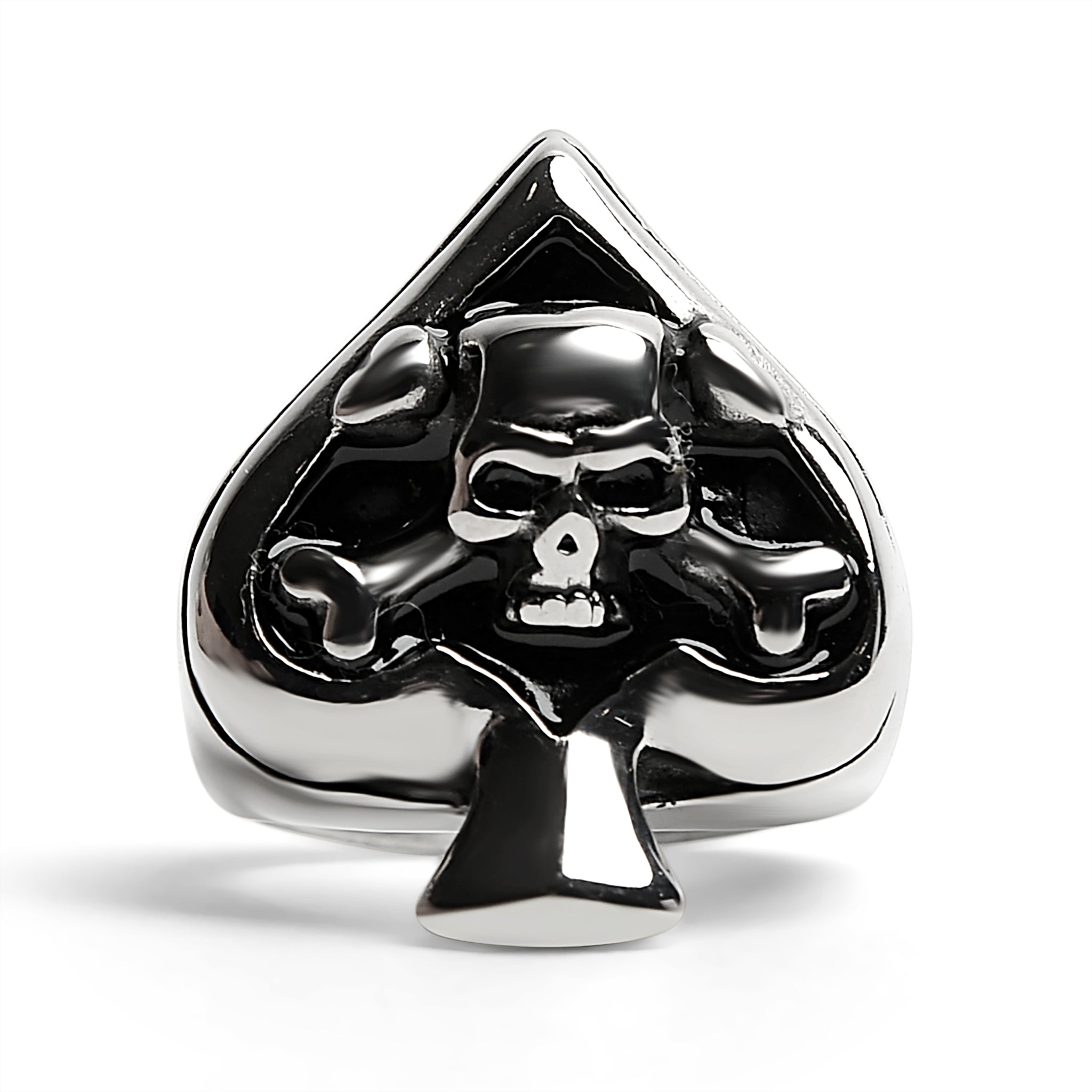 Stainless Steel Polished Skull of Spades Ace Signet Ring / SCR3070、mySite、dreamappss