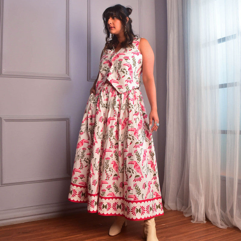 Cotton Co Ord Set For Women | Vest & Skirt | Block Print | Pink、mySite、camillekostekn
