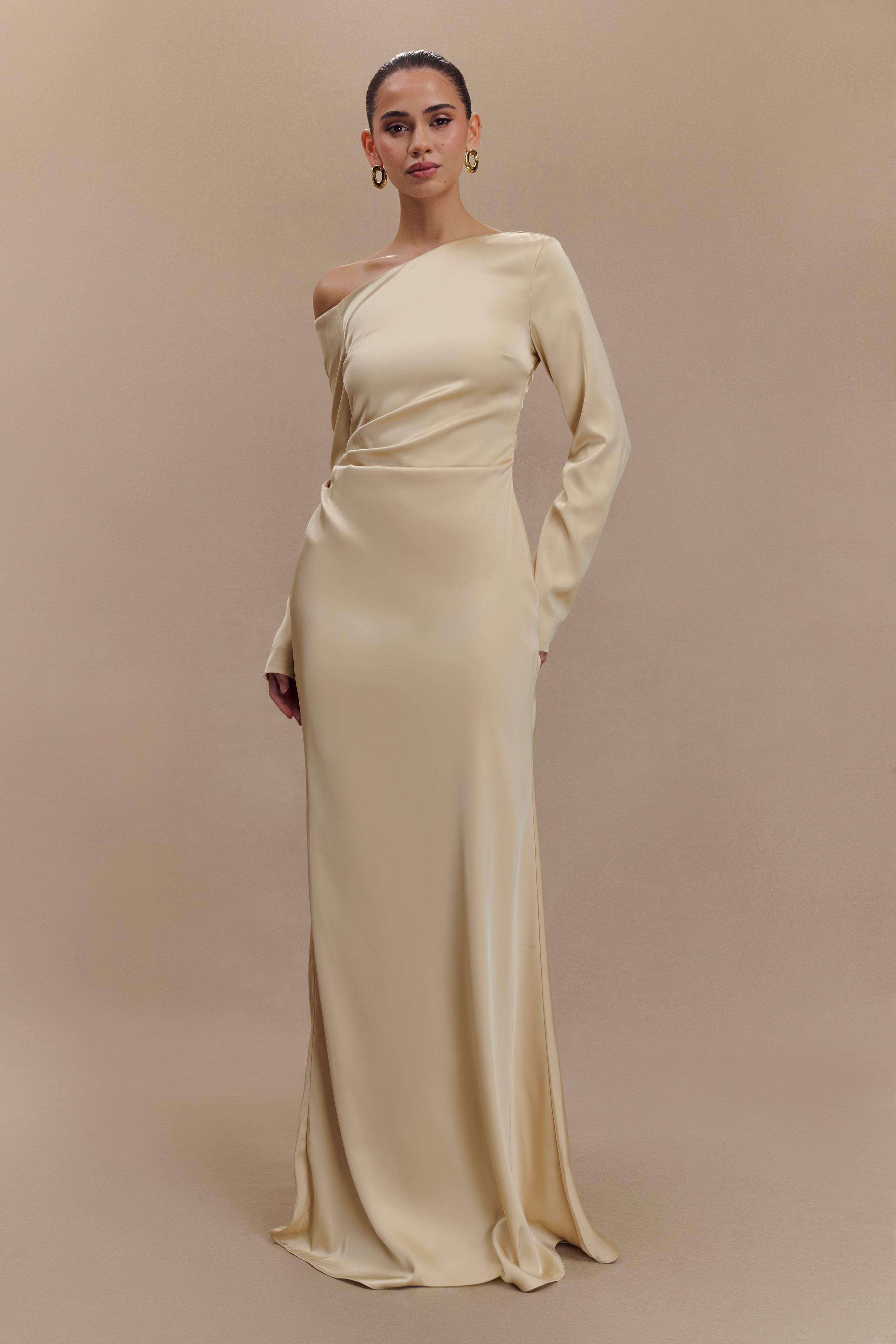 Avery Long Sleeve Maxi Dress - Gold、mySite、solidvoid