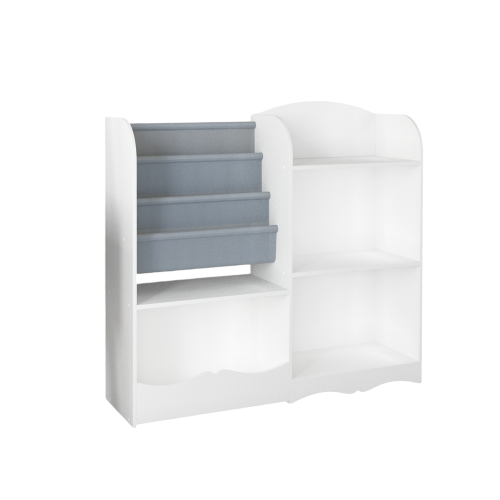 Kids Bookcase and Bookshelf, Multifunctional Bookcase with 3 Collapsible Fabric Drawers, Bookcase Display Stand, Toy Storage Organizer for Bedroom, Playroom, Hallway (White/Pink)、、casual