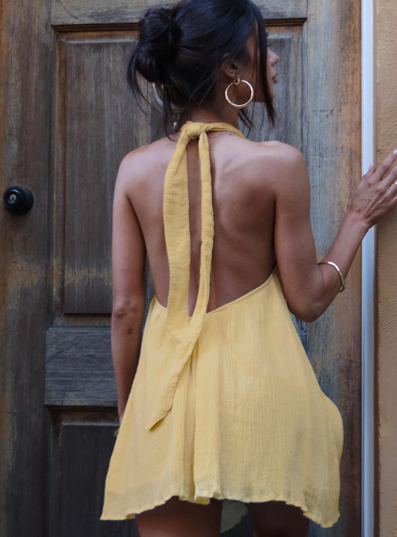 Kaiko Halter Mini Dress Yellow、mySite、solidvoid