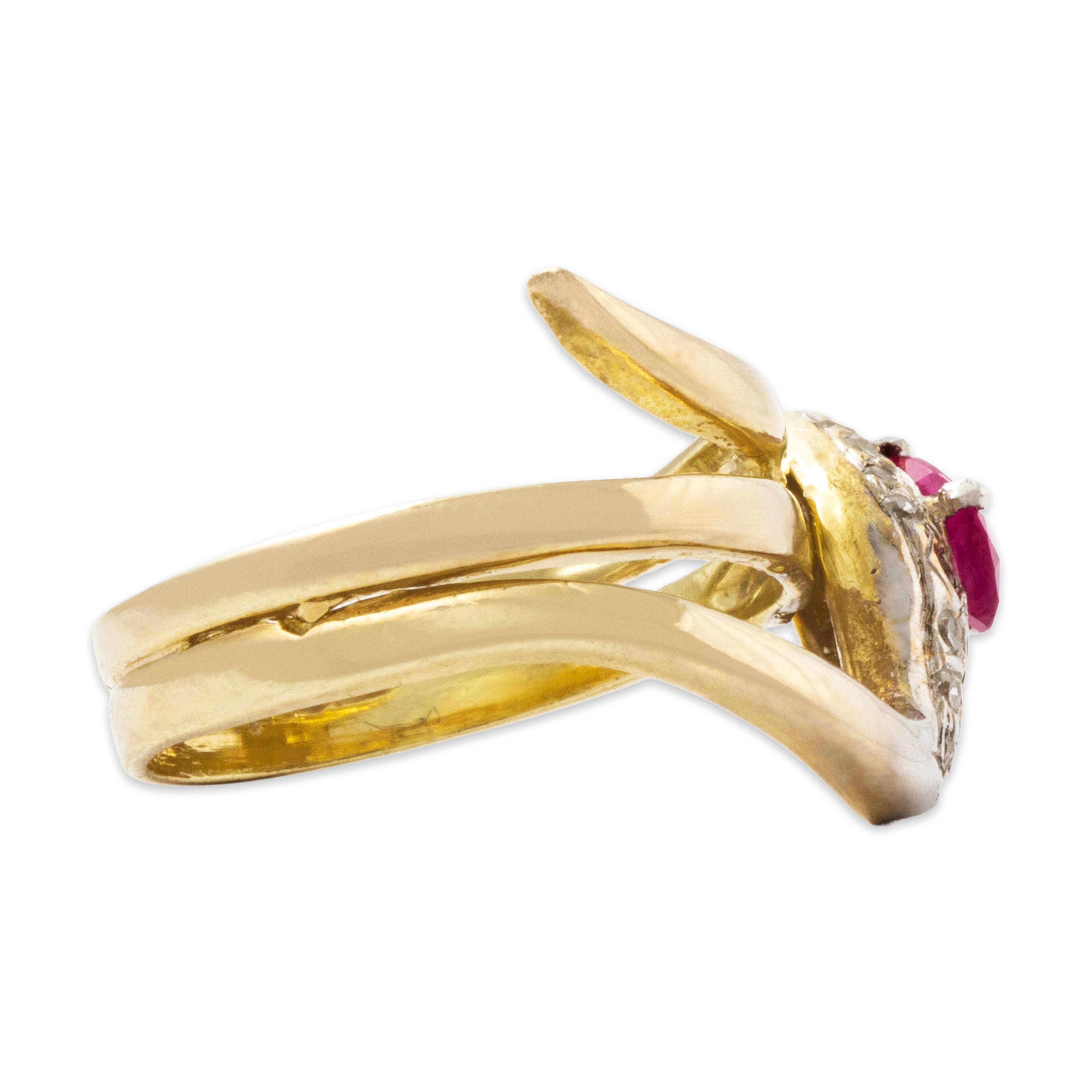 Vintage 14k Yellow & White Gold Ruby Diamond Coiled Snake Ring 6.50、mySite、hinf8tx79
