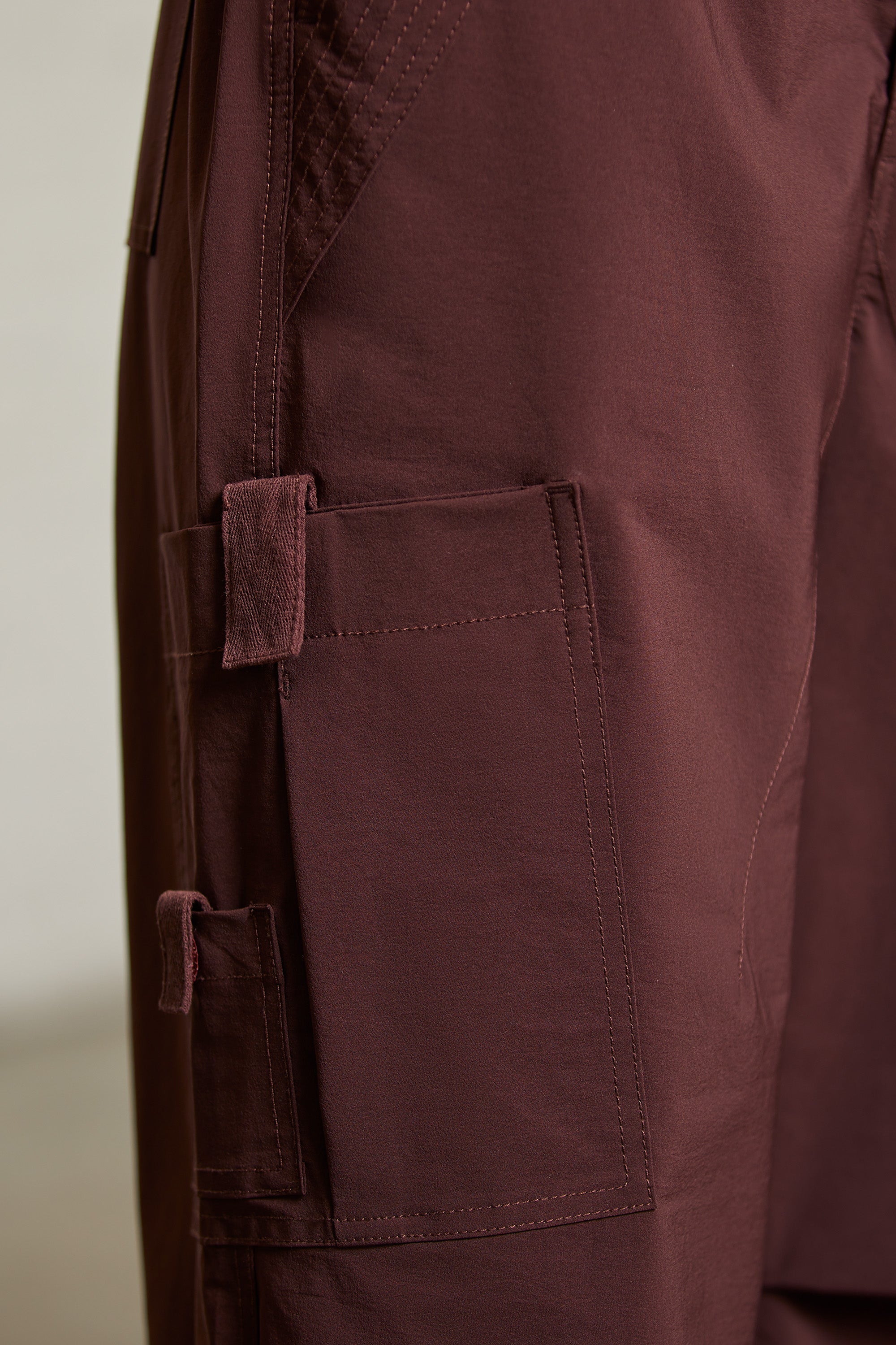 Wide Leg Cargo Trousers in Brown、mySite、solidvoid
