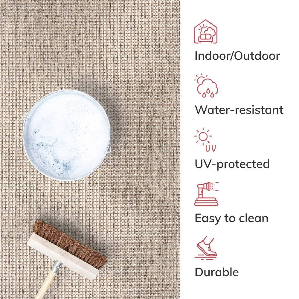 Odin Solid & Striped Border Indoor Outdoor Ivory Flatweave Rug、mySite、gigharbornorthrealestate