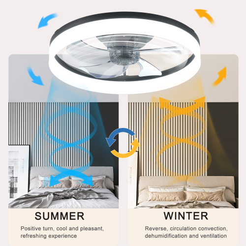 Ceiling Fans with Lights Dimmable LED Embedded installation of thin modern ceiling fans(Orange)、、eastwooduniform