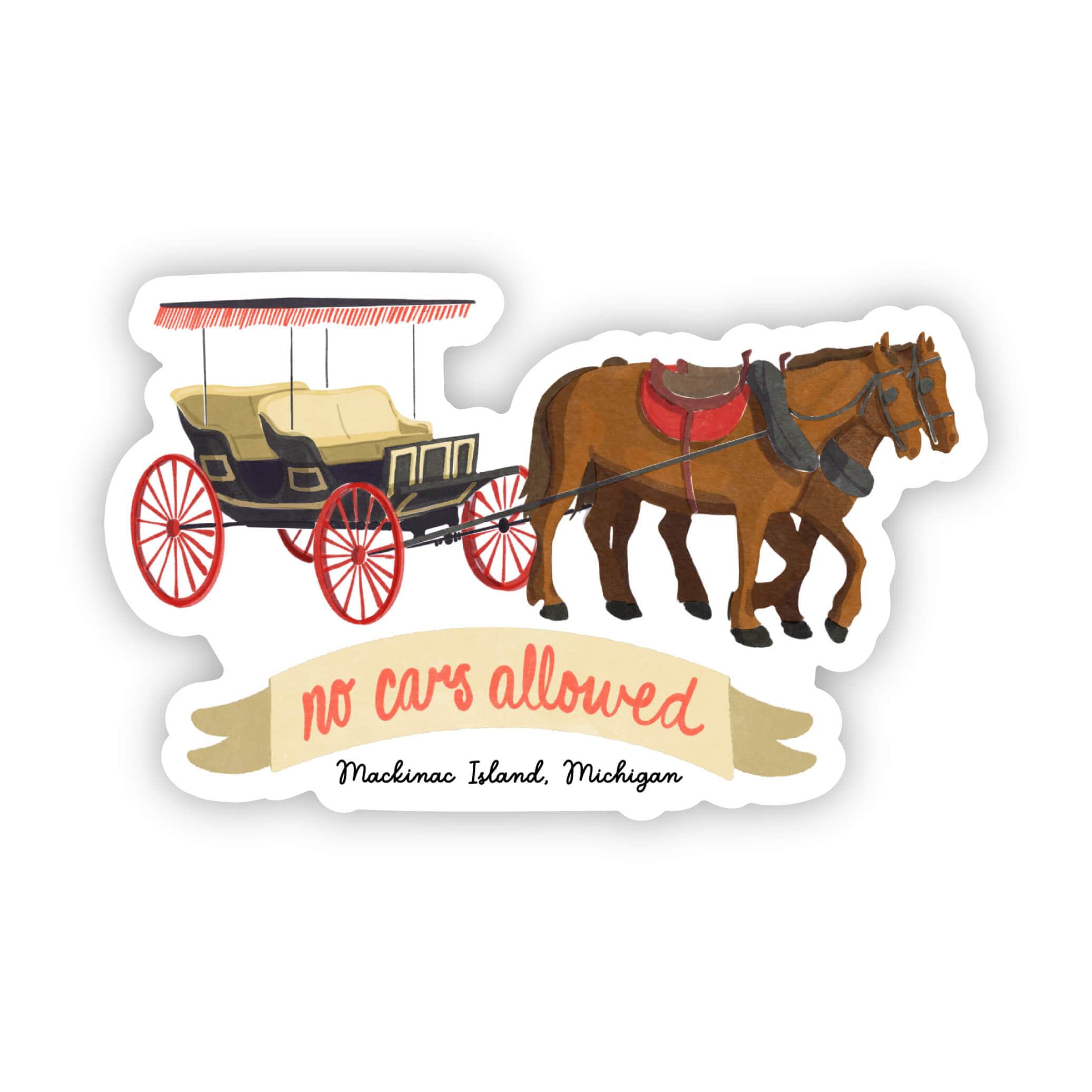  No Cars Allowed Mackinac Island Michigan Sticker、mySite、elrpsem3k